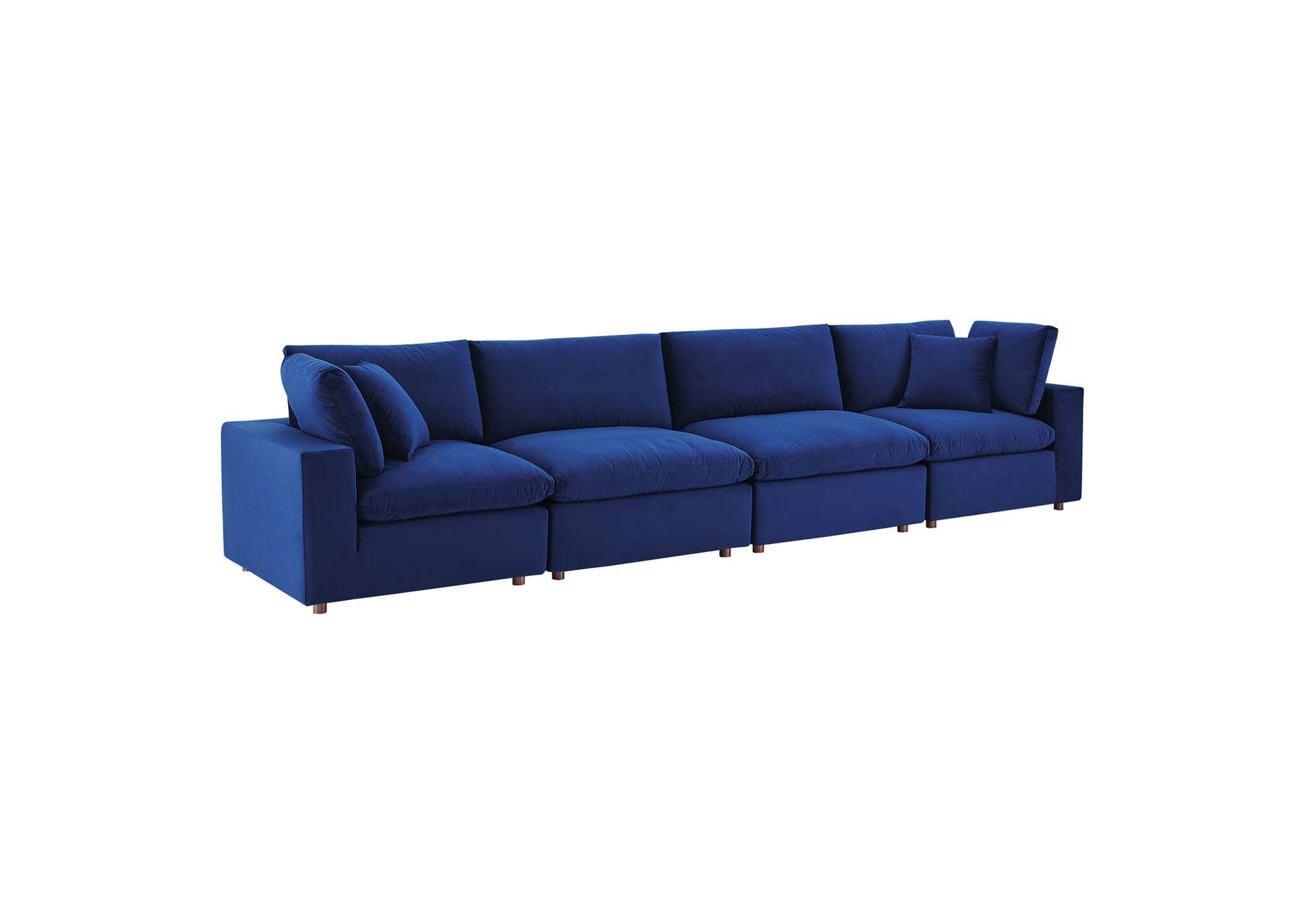 Navy Commix Down Filled Overstuffed Performance Velvet 4-Seater Sofa,Modway
