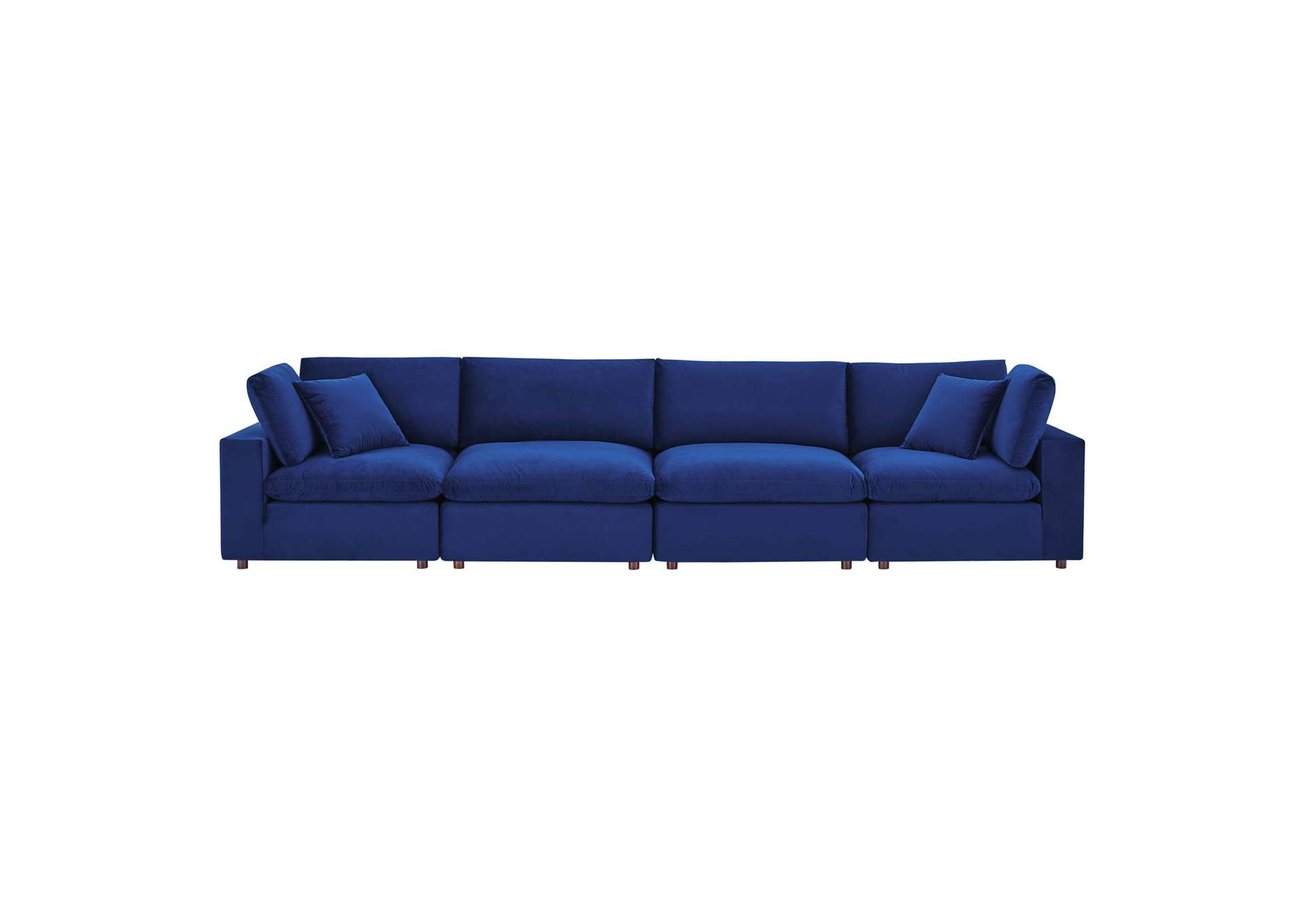 Navy Commix Down Filled Overstuffed Performance Velvet 4-Seater Sofa,Modway