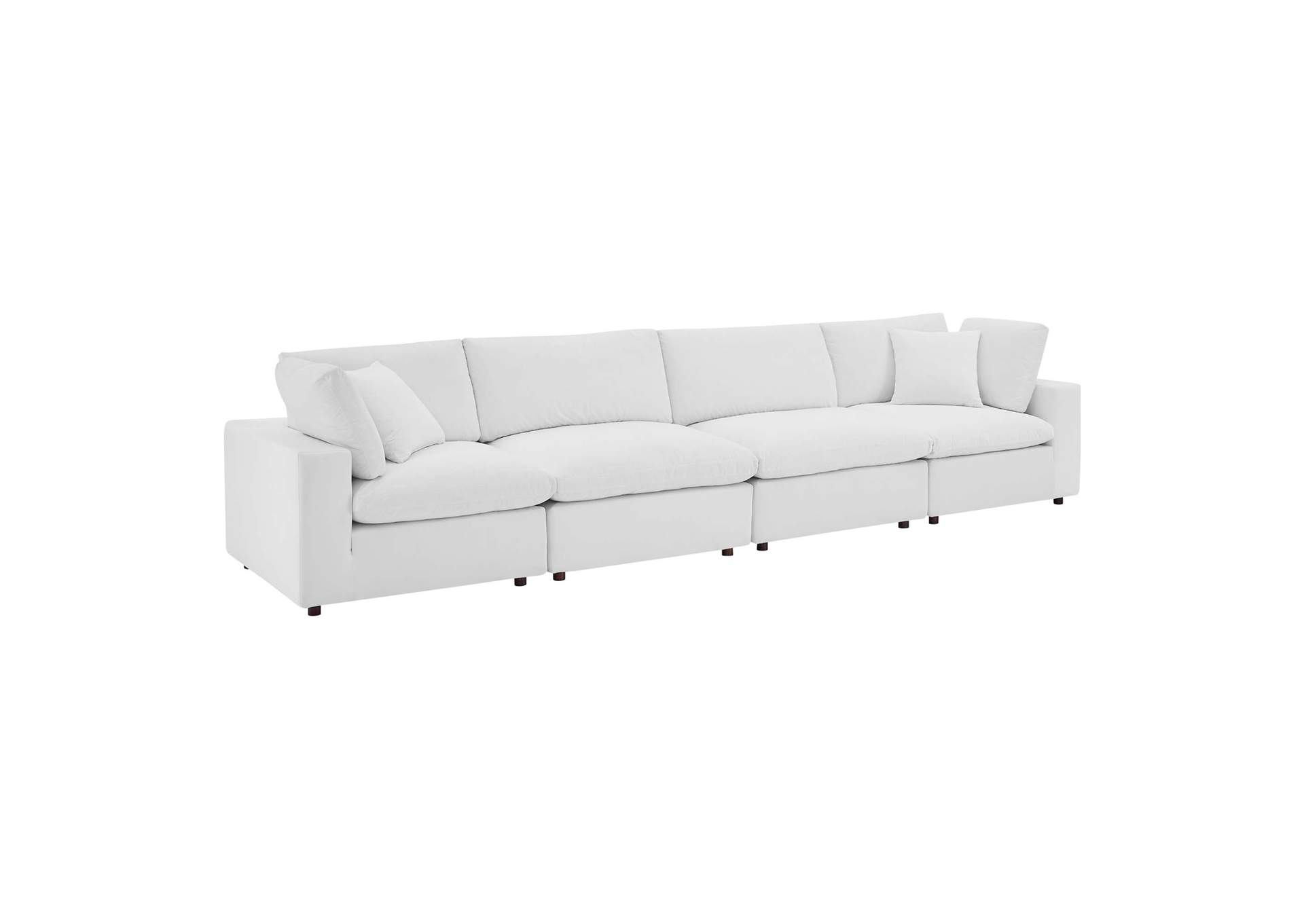 White Commix Down Filled Overstuffed Performance Velvet 4-Seater Sofa,Modway