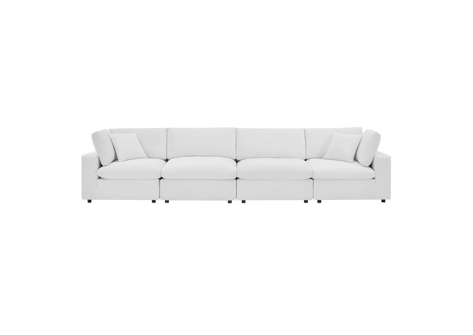 White Commix Down Filled Overstuffed Performance Velvet 4-Seater Sofa,Modway