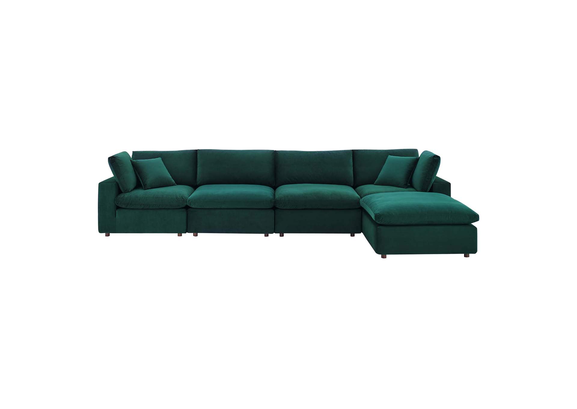 Green Commix Down Filled Overstuffed Performance Velvet 5-Piece Sectional Sofa,Modway