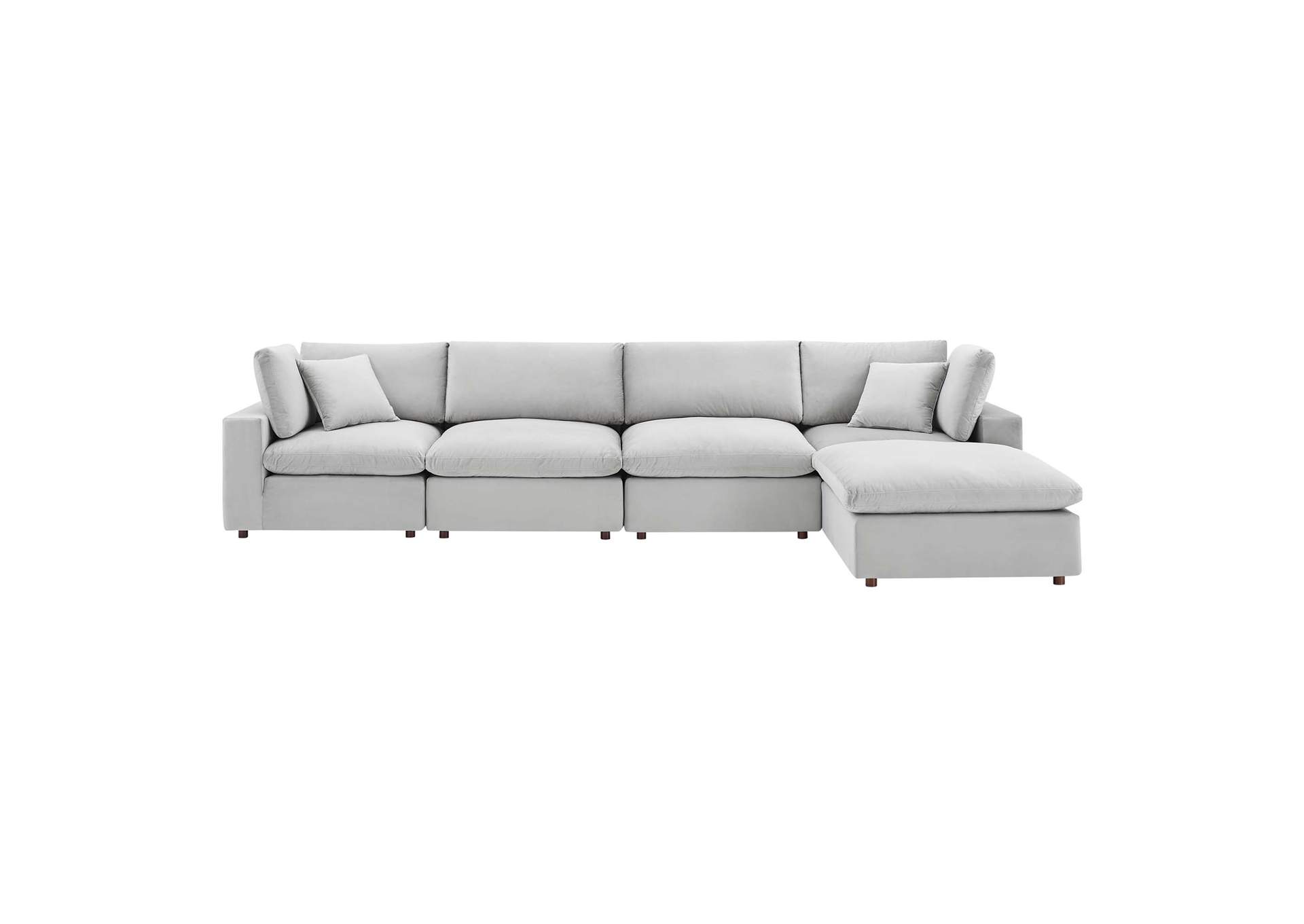 Light Gray Commix Down Filled Overstuffed Performance Velvet 5-Piece Sectional Sofa,Modway