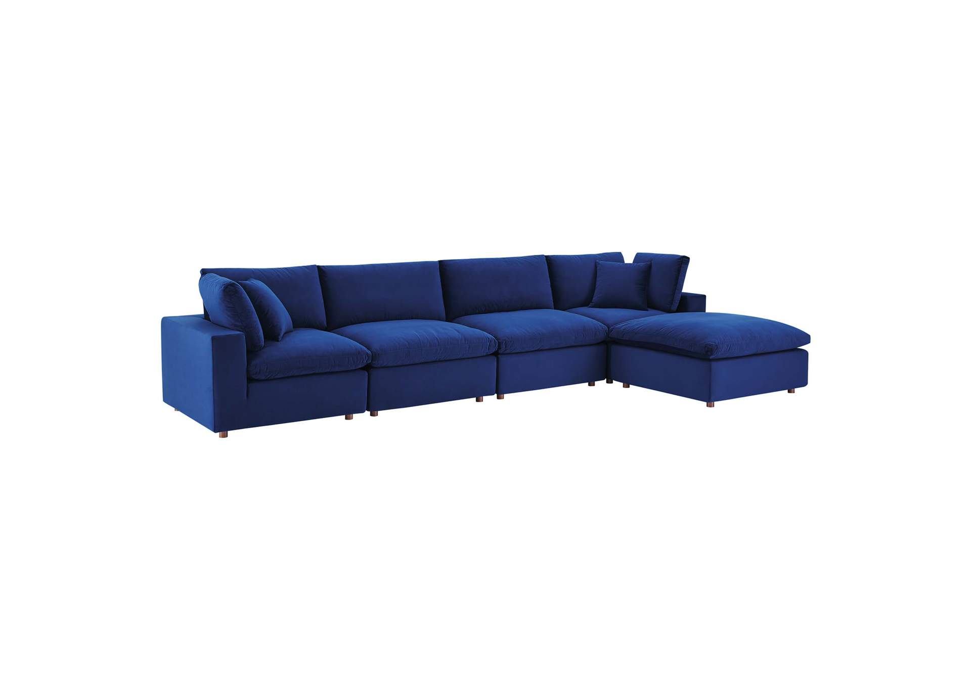 Navy Commix Down Filled Overstuffed Performance Velvet 5-Piece Sectional Sofa,Modway