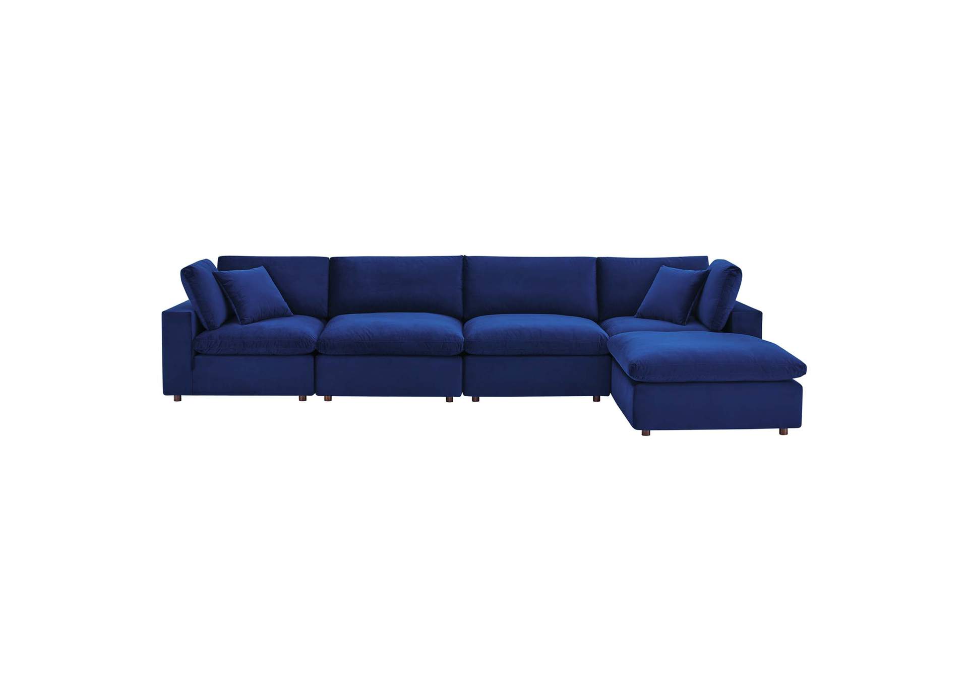 Navy Commix Down Filled Overstuffed Performance Velvet 5-Piece Sectional Sofa,Modway