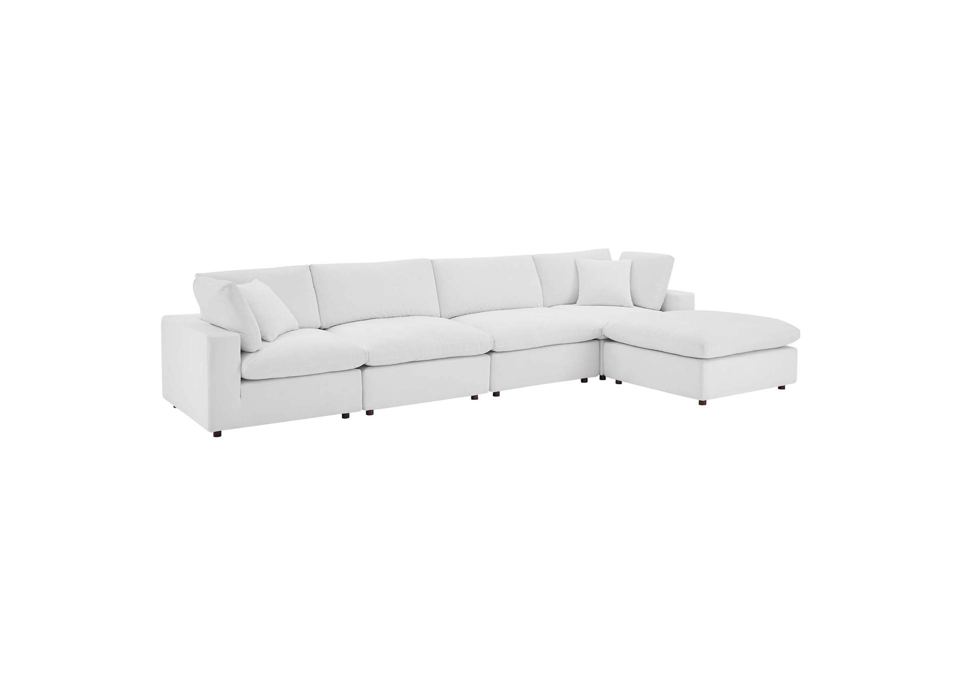 White Commix Down Filled Overstuffed Performance Velvet 5-Piece Sectional Sofa,Modway