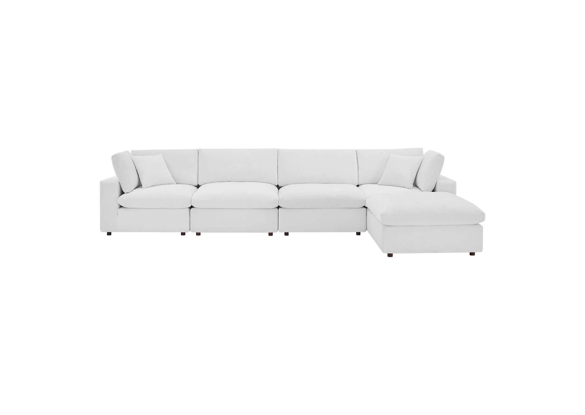 White Commix Down Filled Overstuffed Performance Velvet 5-Piece Sectional Sofa,Modway