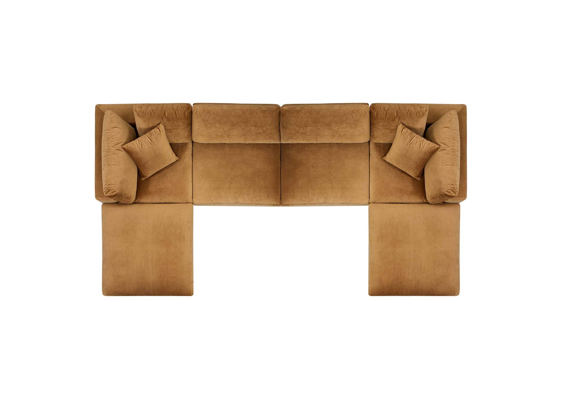 Cognac Commix Down Filled Overstuffed Performance Velvet 6-Piece Sectional Sofa,Modway