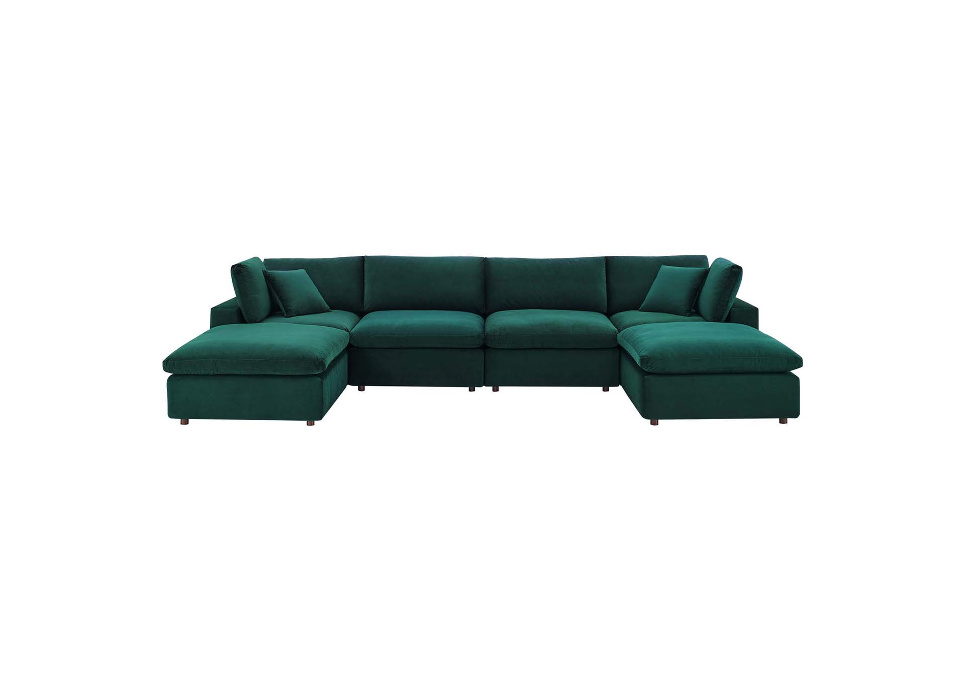 Green Commix Down Filled Overstuffed Performance Velvet 6-Piece Sectional Sofa,Modway