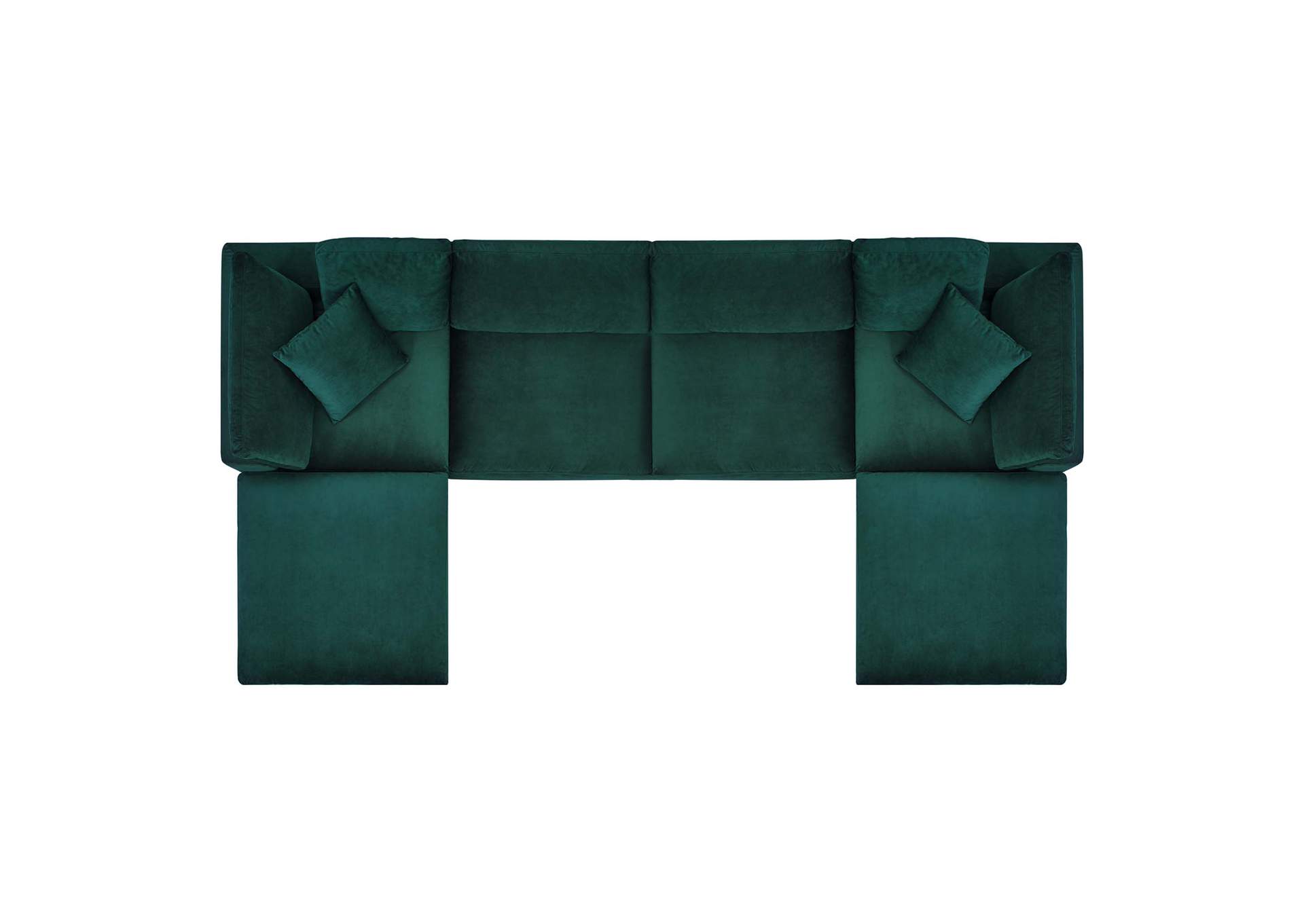 Green Commix Down Filled Overstuffed Performance Velvet 6-Piece Sectional Sofa,Modway
