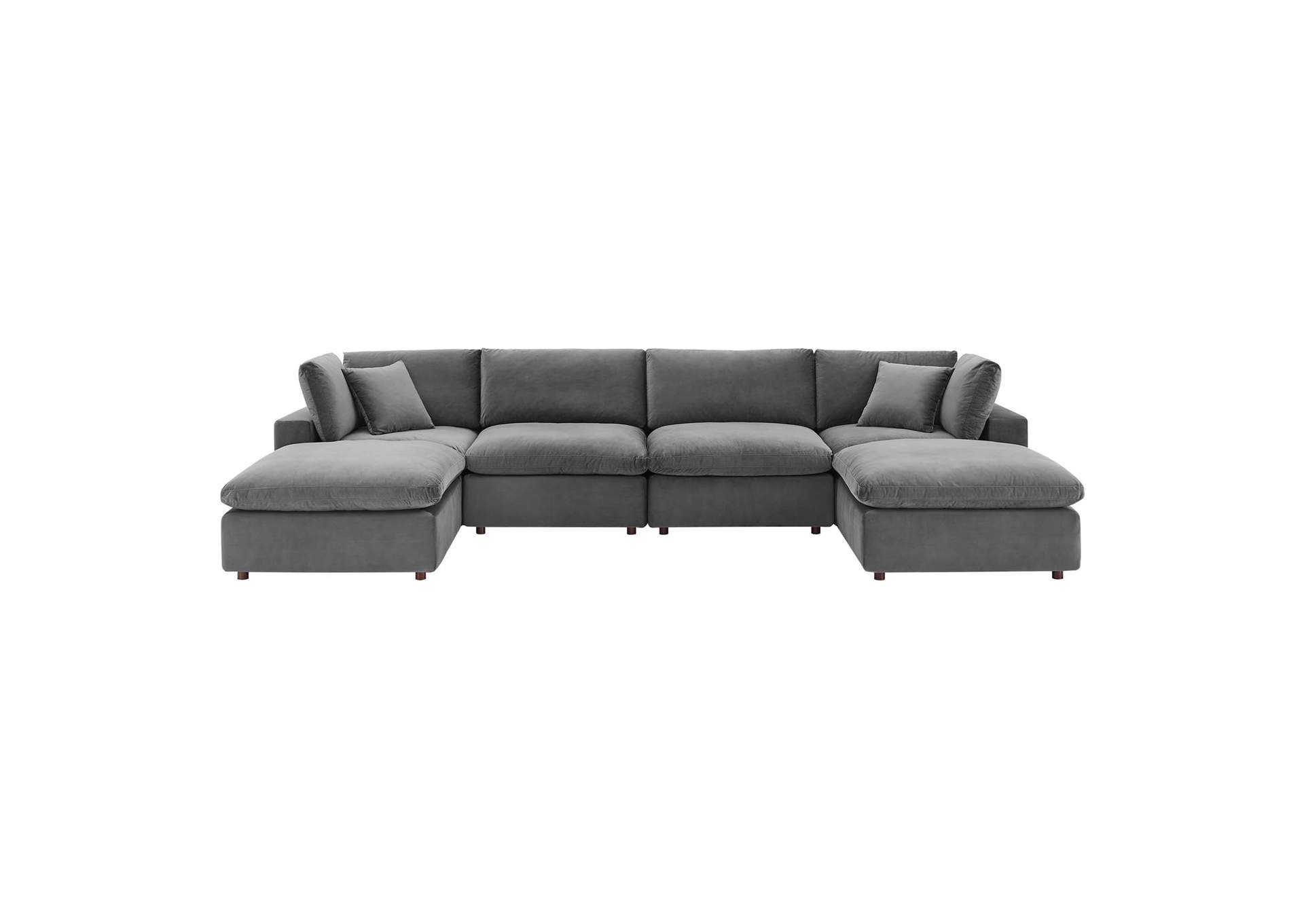 Gray Commix Down Filled Overstuffed Performance Velvet 6-Piece Sectional Sofa,Modway