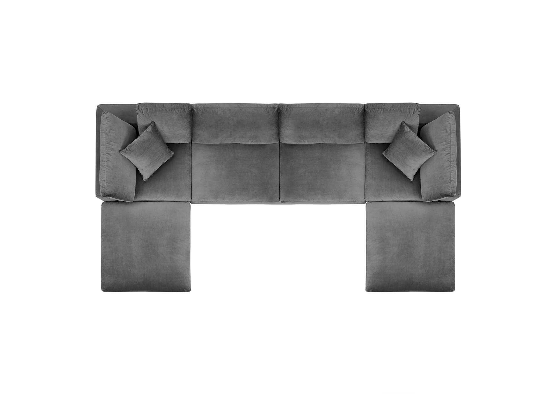 Gray Commix Down Filled Overstuffed Performance Velvet 6-Piece Sectional Sofa,Modway