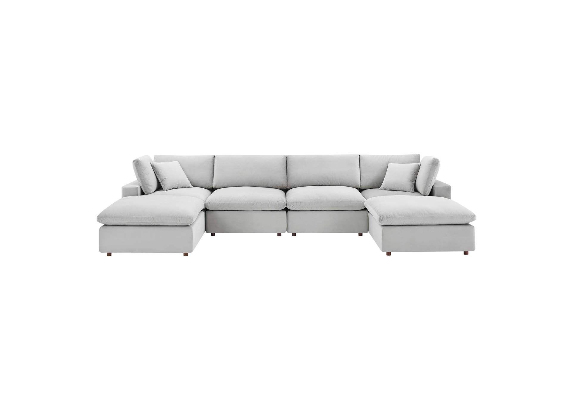 Light Gray Commix Down Filled Overstuffed Performance Velvet 6-Piece Sectional Sofa,Modway