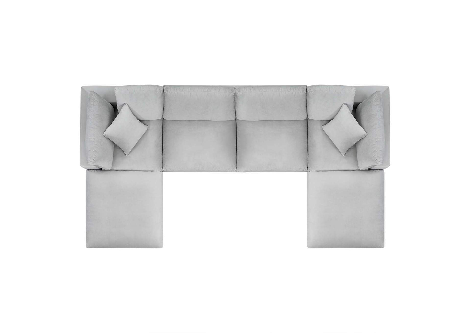Light Gray Commix Down Filled Overstuffed Performance Velvet 6-Piece Sectional Sofa,Modway