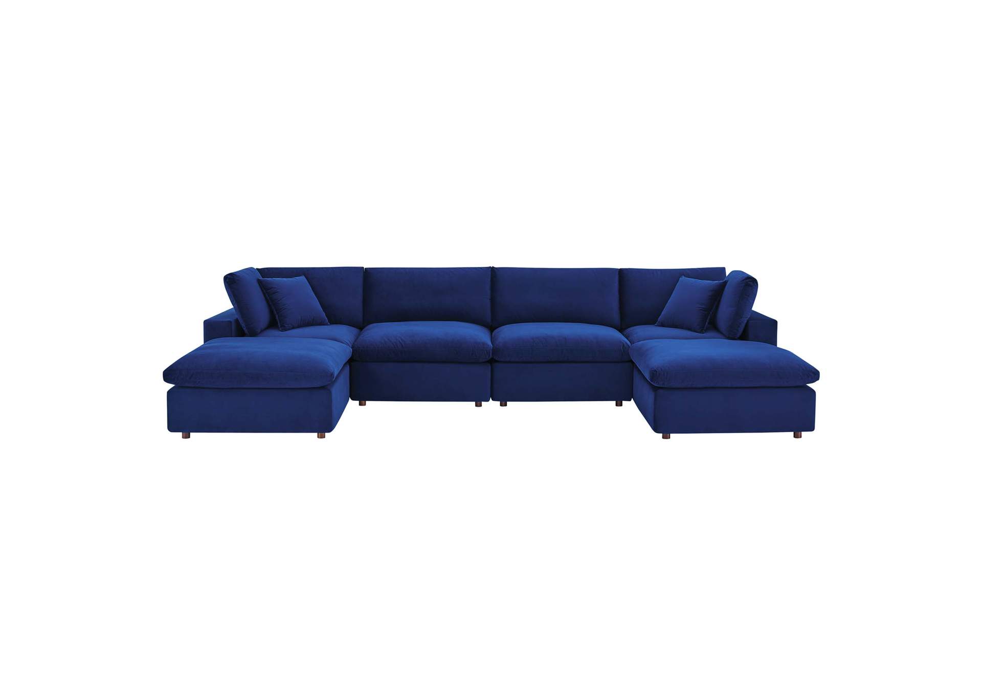 Navy Commix Down Filled Overstuffed Performance Velvet 6-Piece Sectional Sofa,Modway