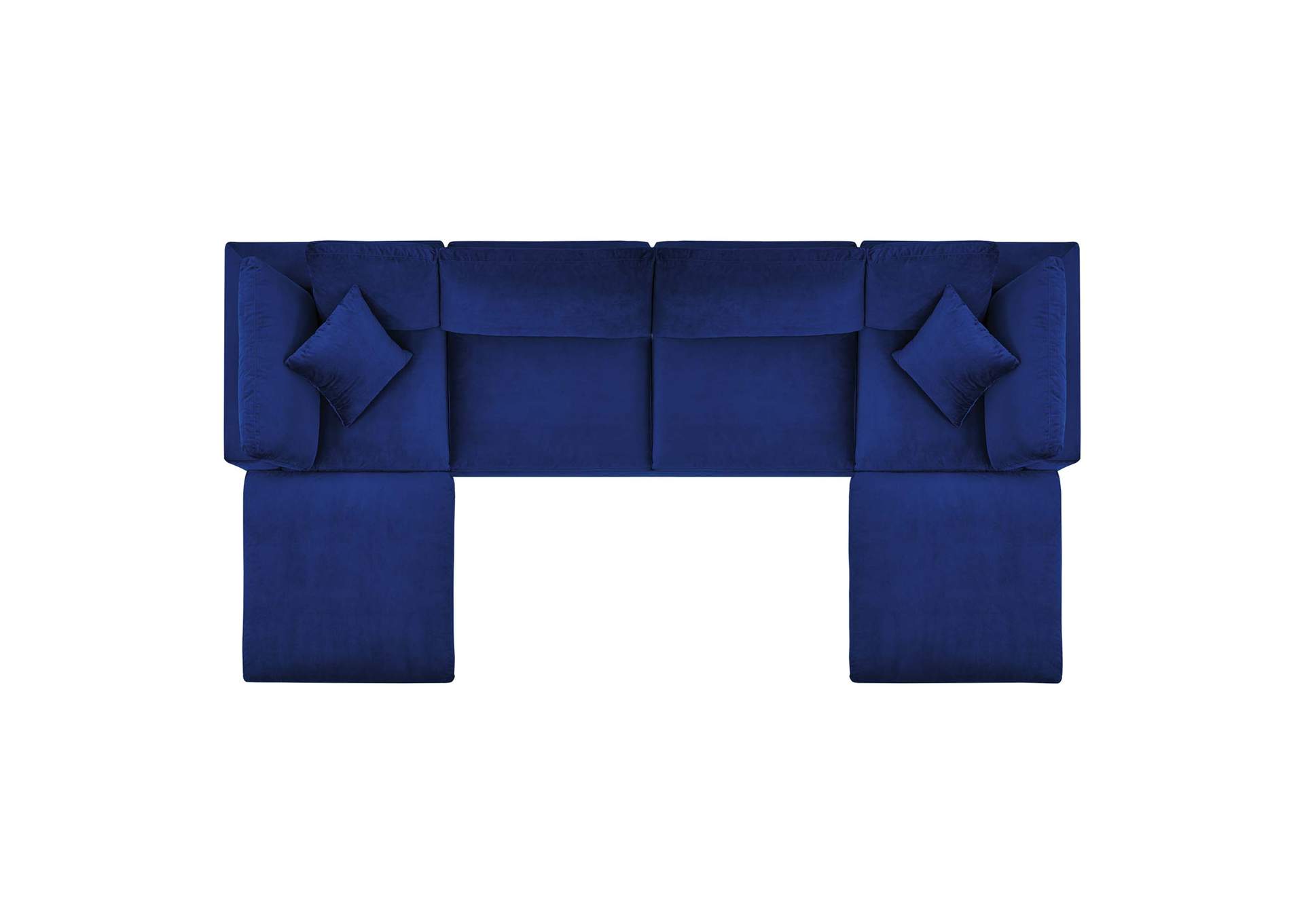 Navy Commix Down Filled Overstuffed Performance Velvet 6-Piece Sectional Sofa,Modway