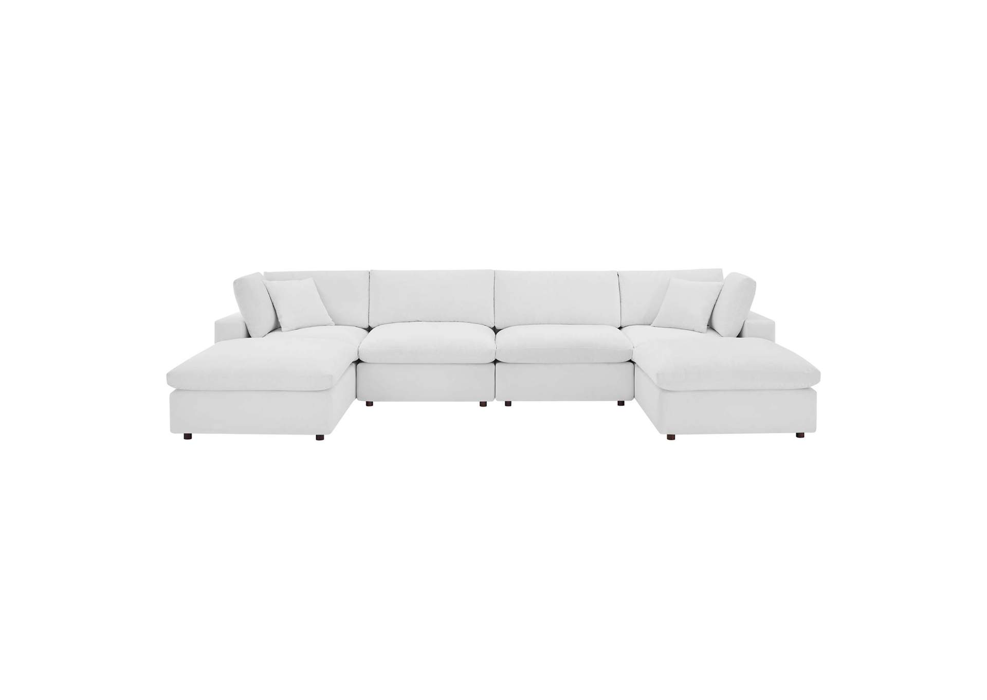 White Commix Down Filled Overstuffed Performance Velvet 6-Piece Sectional Sofa,Modway