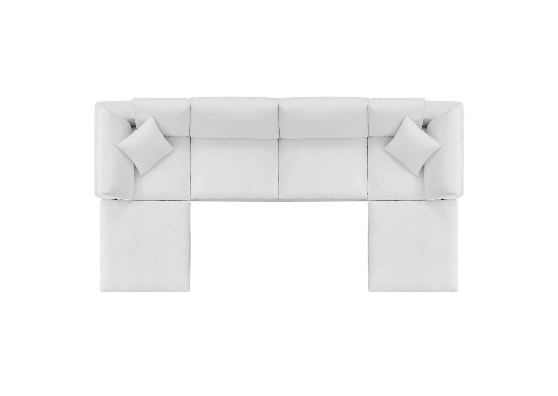 White Commix Down Filled Overstuffed Performance Velvet 6-Piece Sectional Sofa,Modway