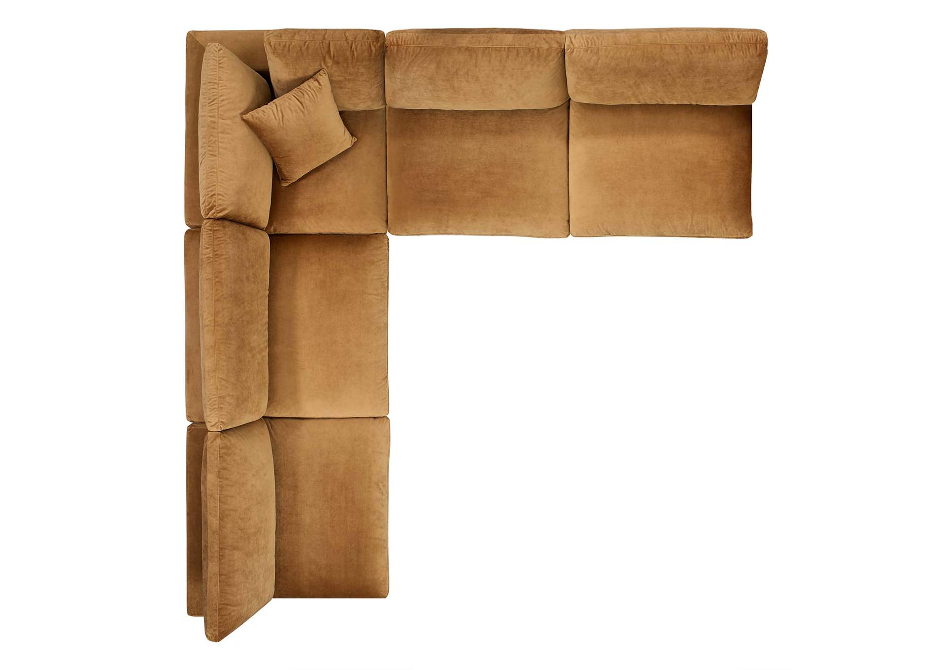 Cognac Commix Down Filled Overstuffed Performance Velvet 5-Piece Sectional Sofa,Modway