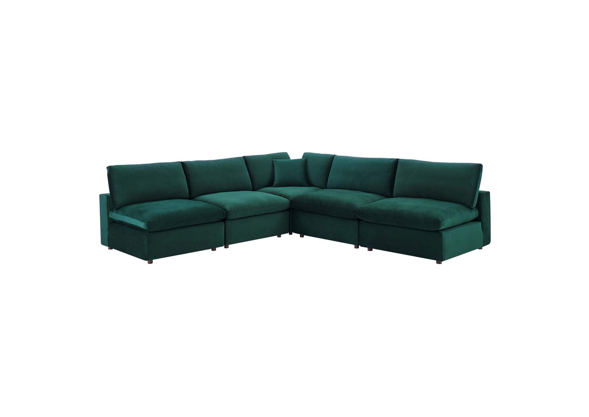 Green Commix Down Filled Overstuffed Performance Velvet 5-Piece Sectional Sofa,Modway