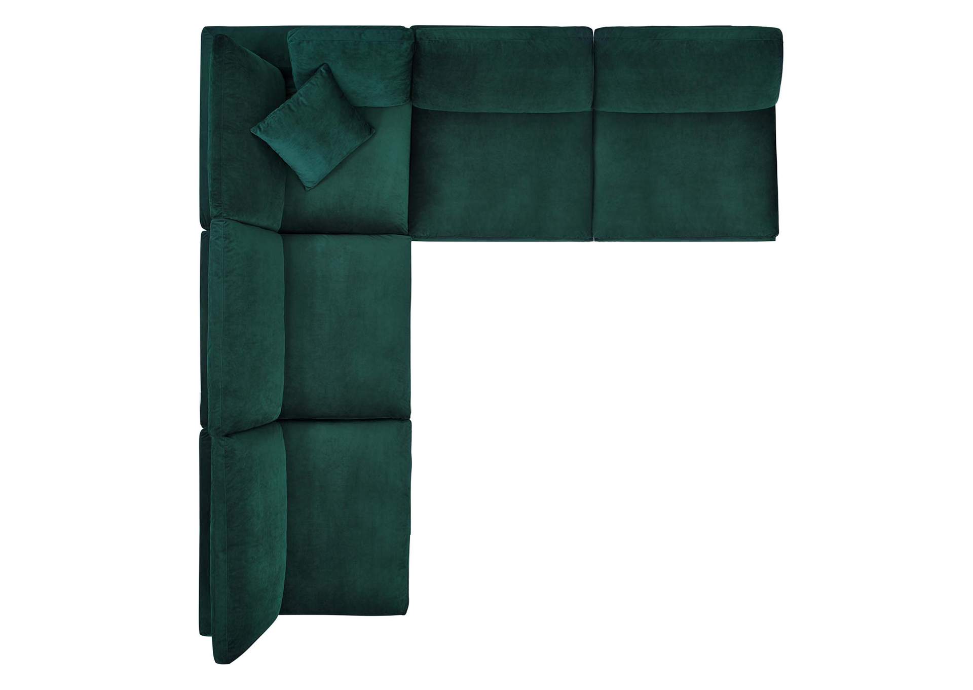 Green Commix Down Filled Overstuffed Performance Velvet 5-Piece Sectional Sofa,Modway