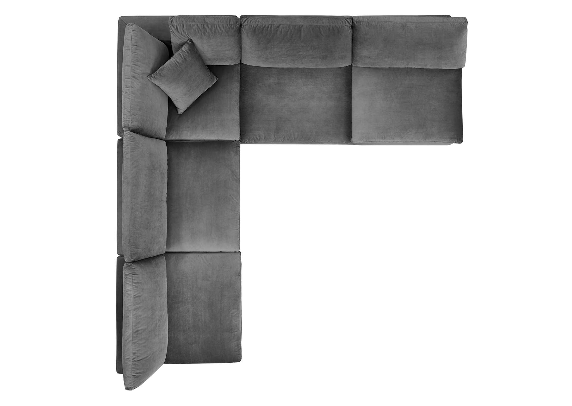 Gray Commix Down Filled Overstuffed Performance Velvet 5-Piece Sectional Sofa,Modway