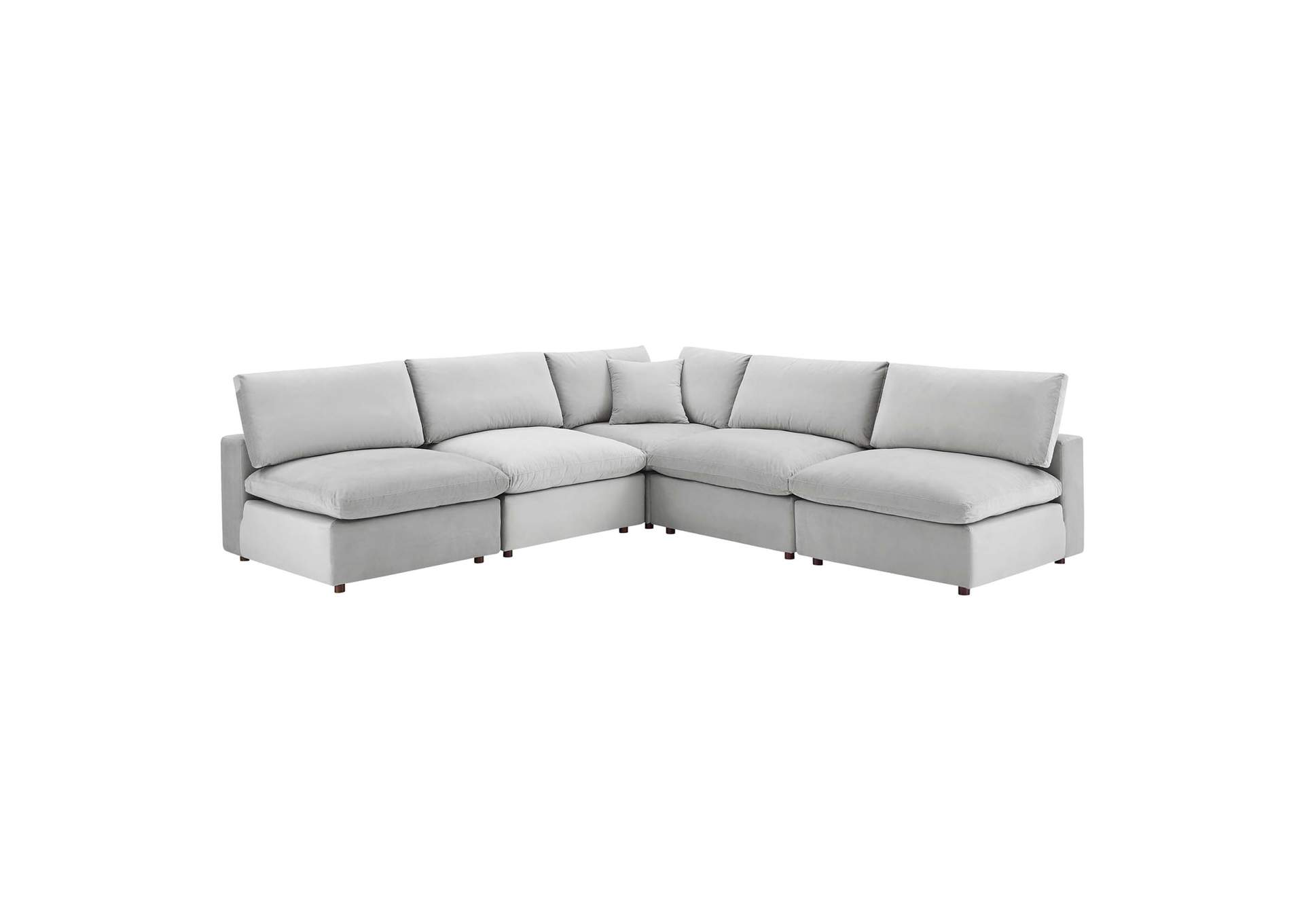 Light Gray Commix Down Filled Overstuffed Performance Velvet 5-Piece Sectional Sofa,Modway