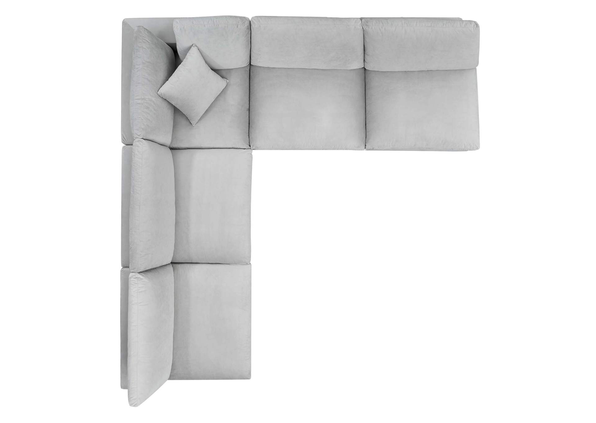 Light Gray Commix Down Filled Overstuffed Performance Velvet 5-Piece Sectional Sofa,Modway