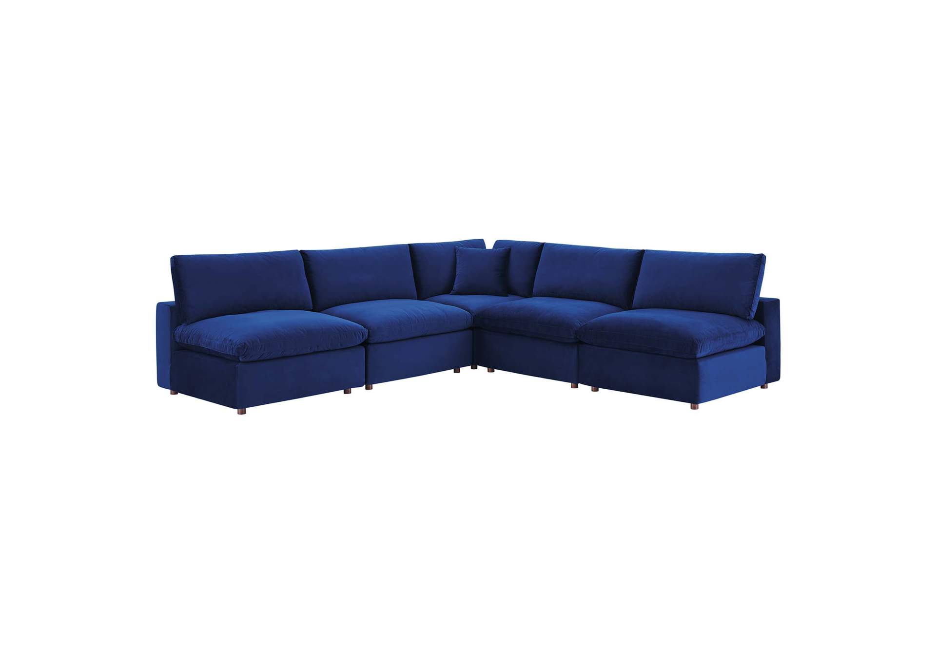 Navy Commix Down Filled Overstuffed Performance Velvet 5-Piece Sectional Sofa,Modway