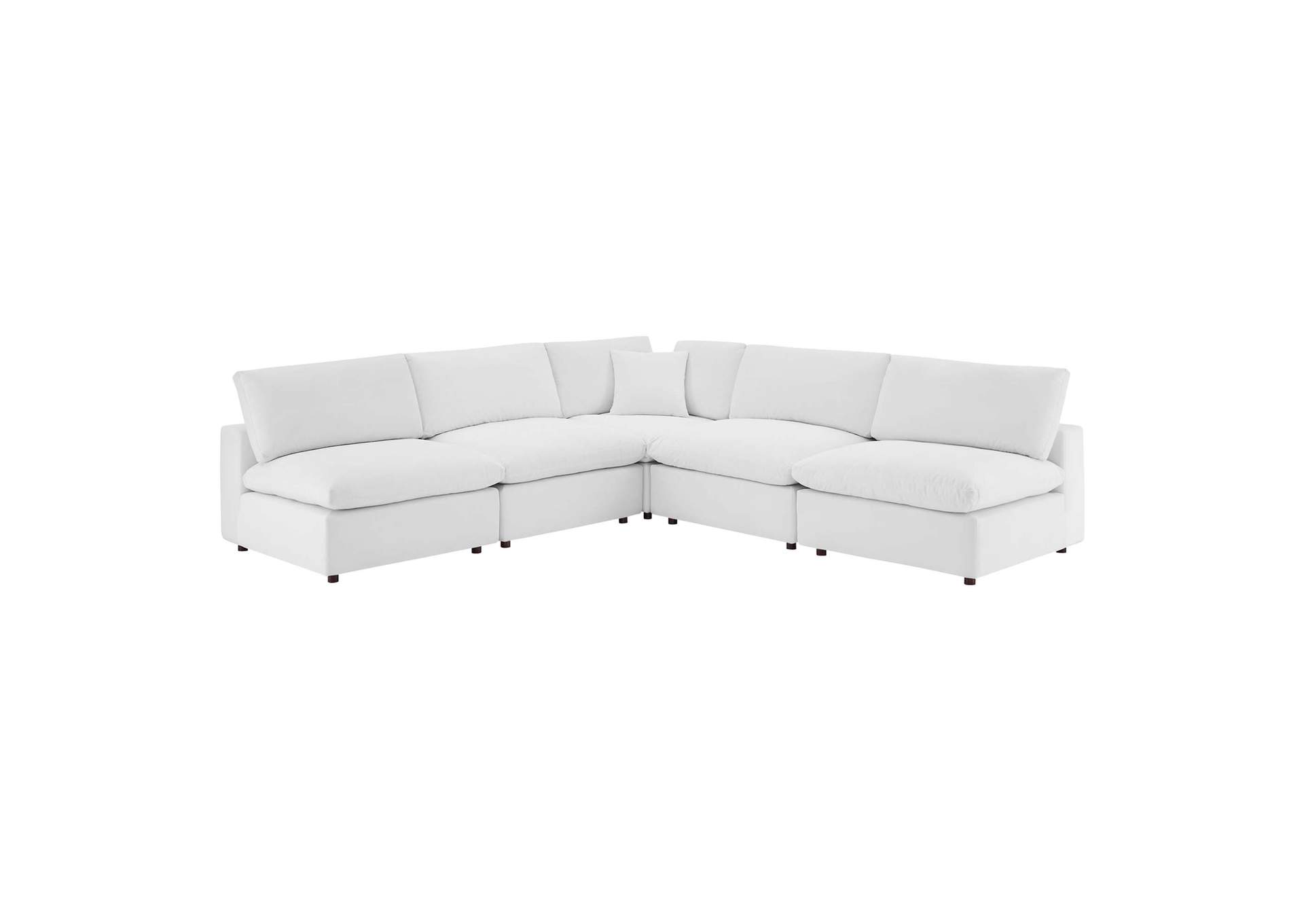 White Commix Down Filled Overstuffed Performance Velvet 5-Piece Sectional Sofa,Modway