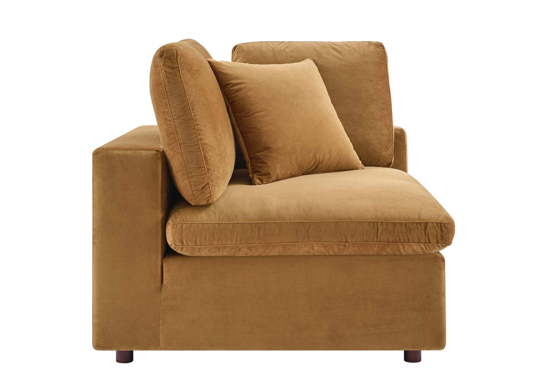 Cognac Commix Down Filled Overstuffed Performance Velvet 5-Piece Sectional Sofa,Modway