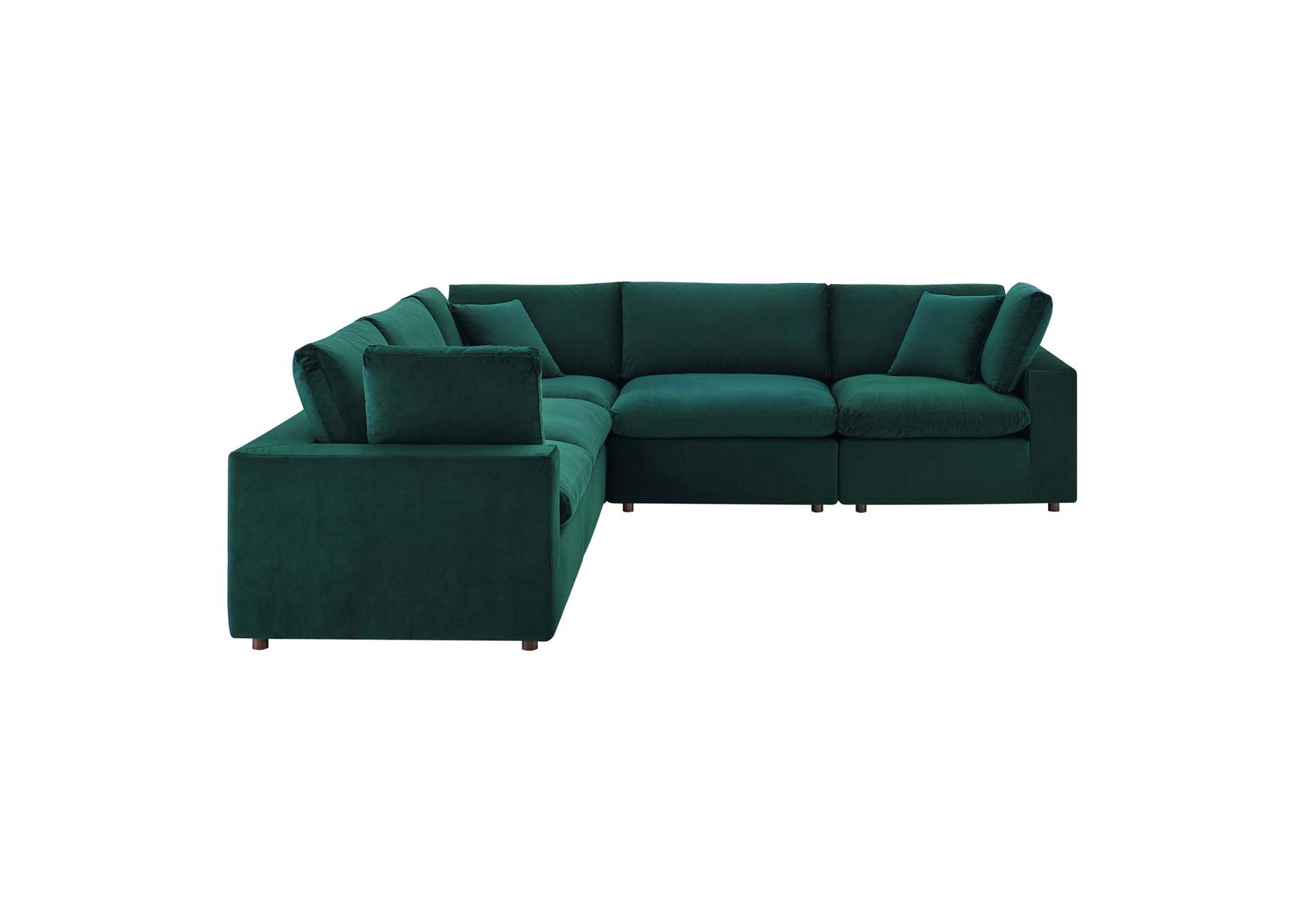 Green Commix Down Filled Overstuffed Performance Velvet 5-Piece Sectional Sofa,Modway