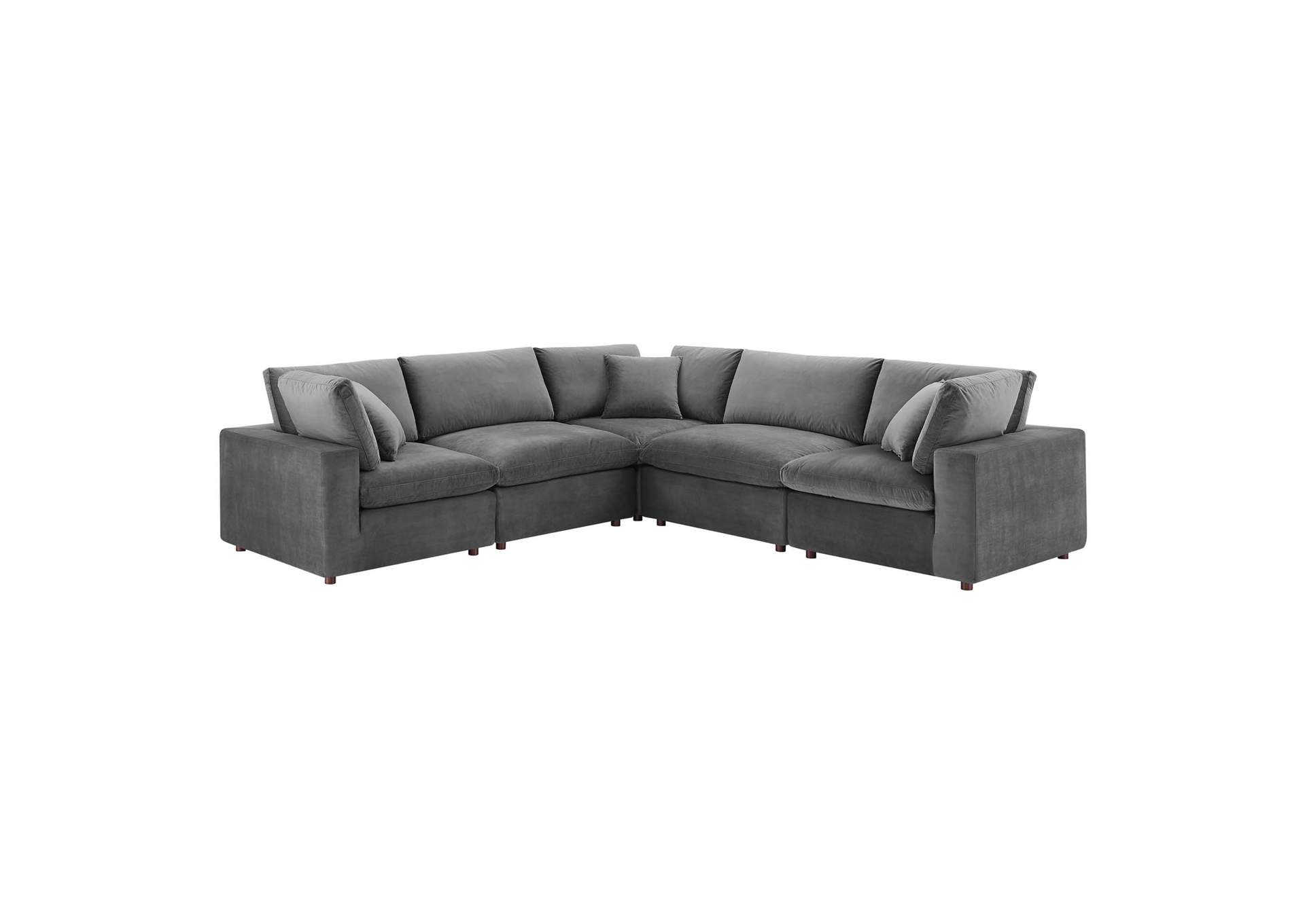 Gray Commix Down Filled Overstuffed Performance Velvet 5-Piece Sectional Sofa,Modway