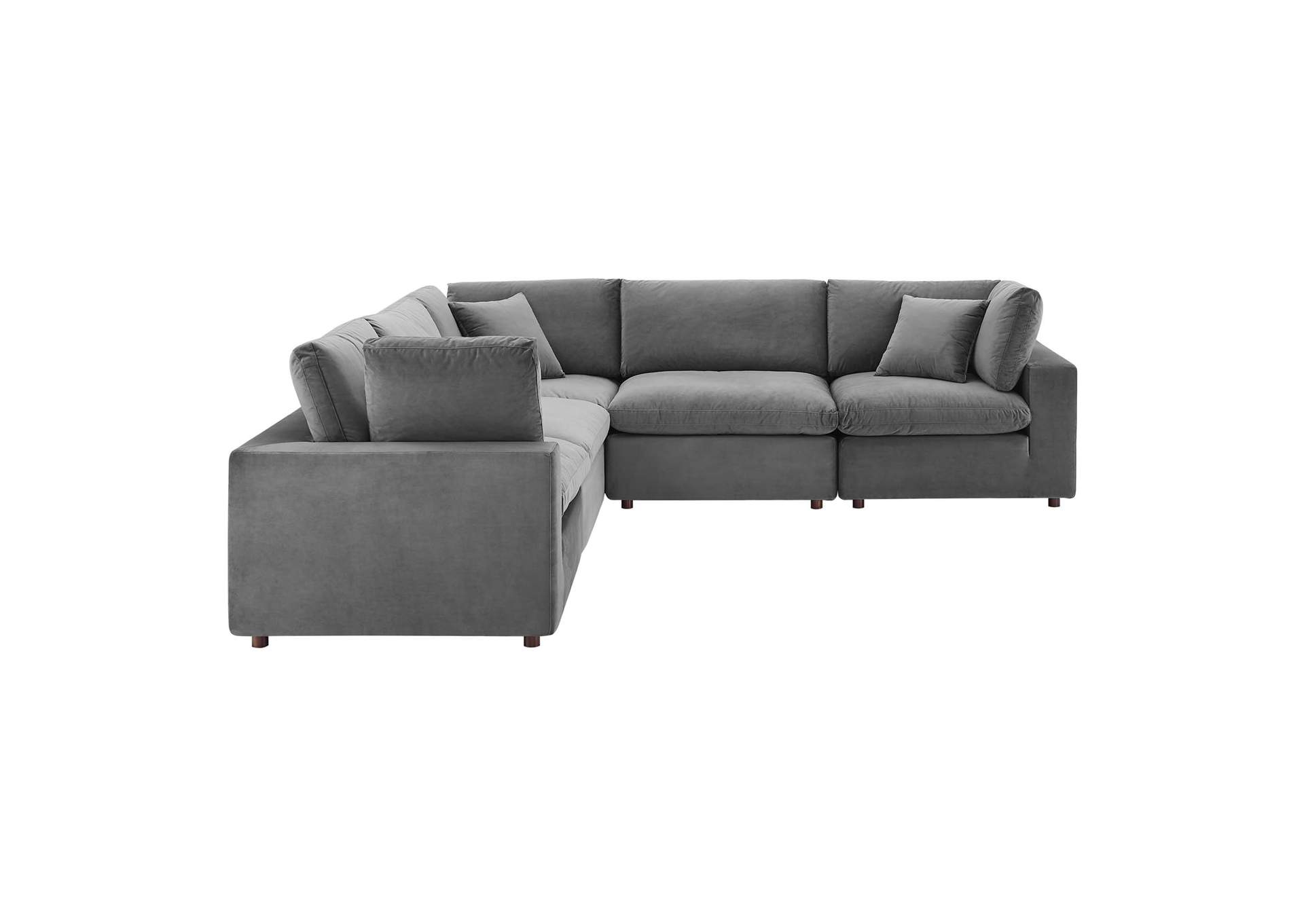 Gray Commix Down Filled Overstuffed Performance Velvet 5-Piece Sectional Sofa,Modway