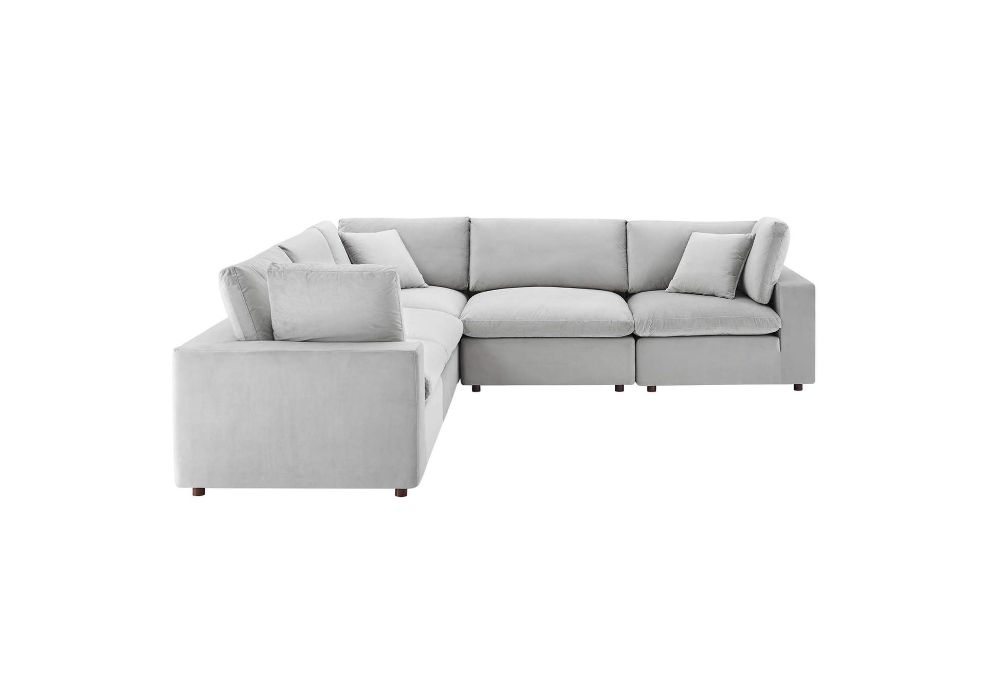 Light Gray Commix Down Filled Overstuffed Performance Velvet 5-Piece Sectional Sofa,Modway