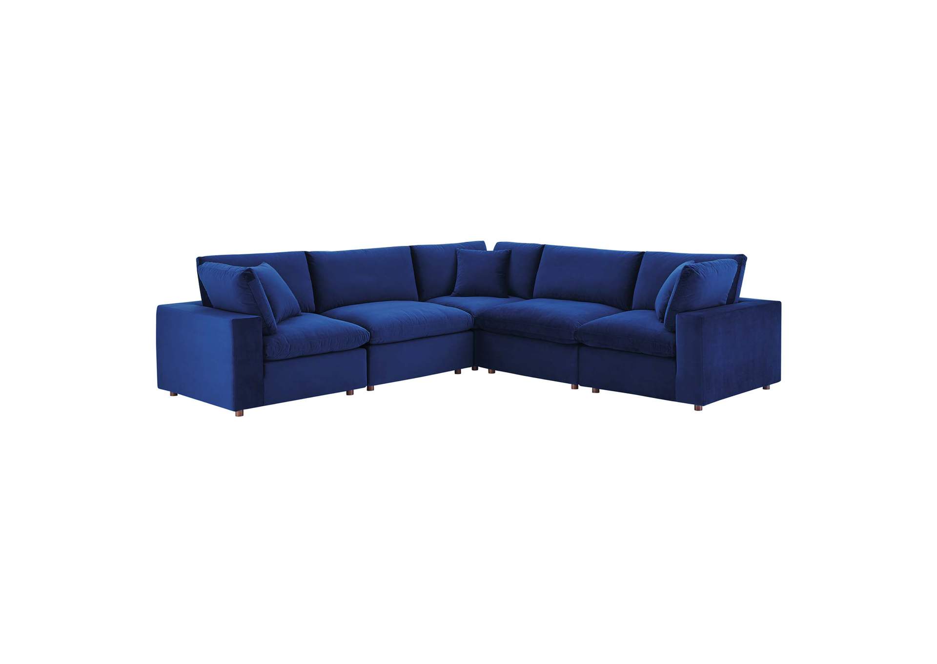 Navy Commix Down Filled Overstuffed Performance Velvet 5-Piece Sectional Sofa,Modway