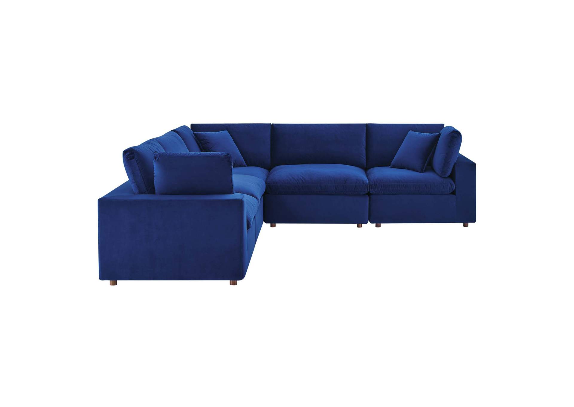 Navy Commix Down Filled Overstuffed Performance Velvet 5-Piece Sectional Sofa,Modway