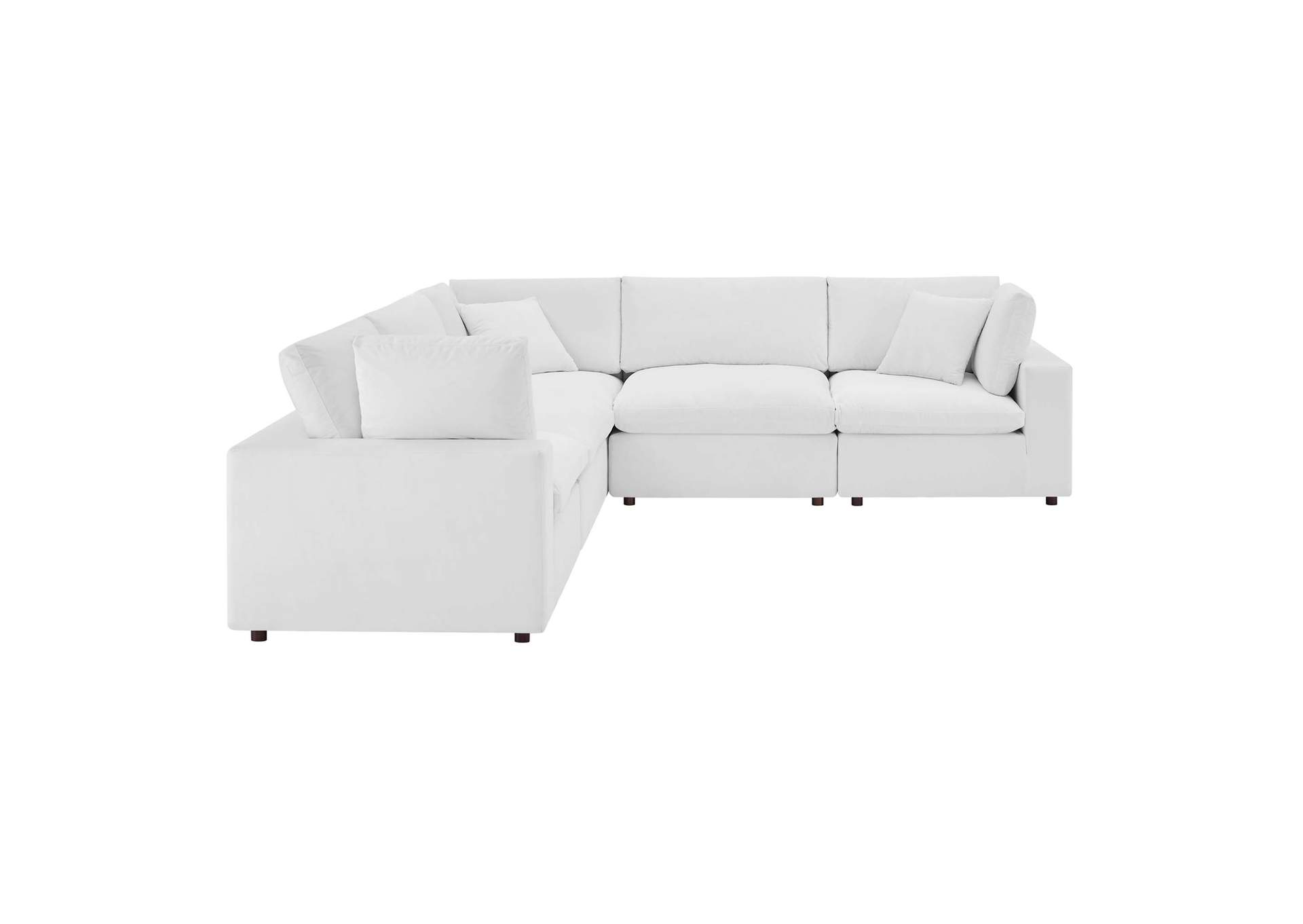 White Commix Down Filled Overstuffed Performance Velvet 5-Piece Sectional Sofa,Modway