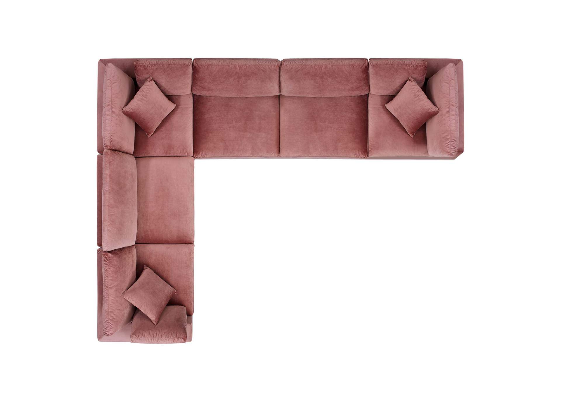 Dusty Rose Commix Down Filled Overstuffed Performance Velvet 6-Piece Sectional Sofa,Modway