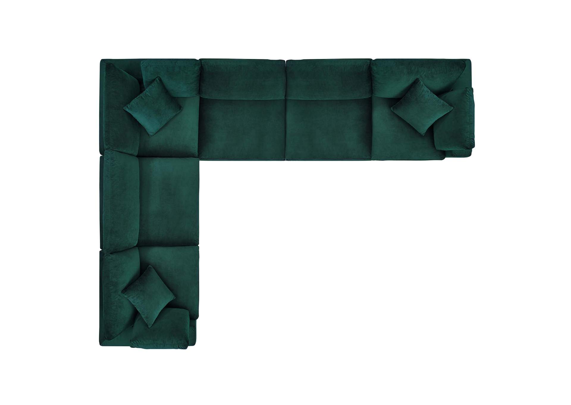 Green Commix Down Filled Overstuffed Performance Velvet 6-Piece Sectional Sofa,Modway
