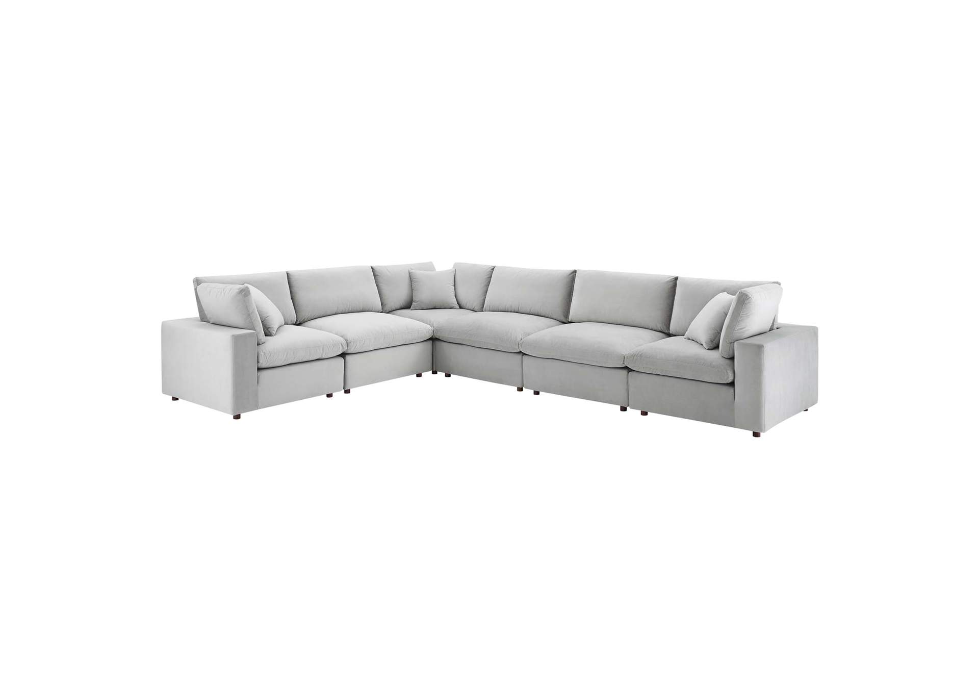 Light Gray Commix Down Filled Overstuffed Performance Velvet 6-Piece Sectional Sofa,Modway