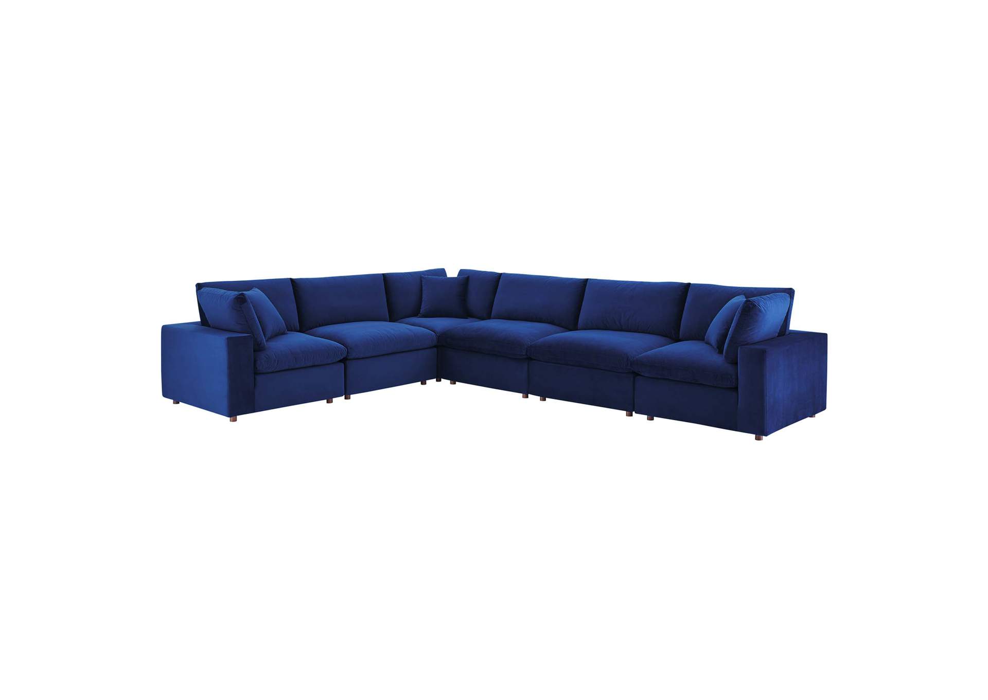 Navy Commix Down Filled Overstuffed Performance Velvet 6-Piece Sectional Sofa,Modway
