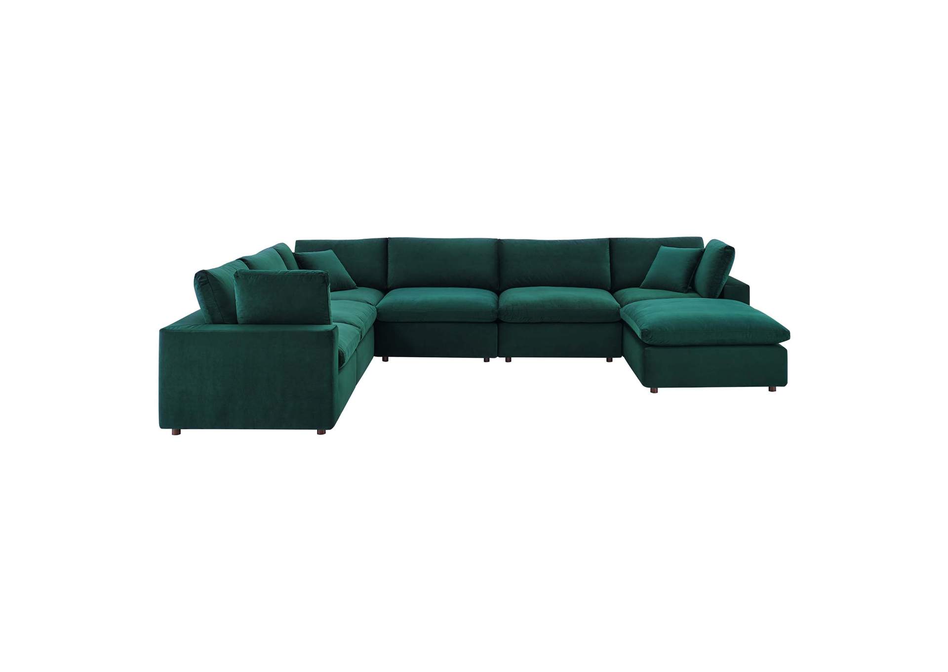 Green Commix Down Filled Overstuffed Performance Velvet 7-Piece Sectional Sofa,Modway