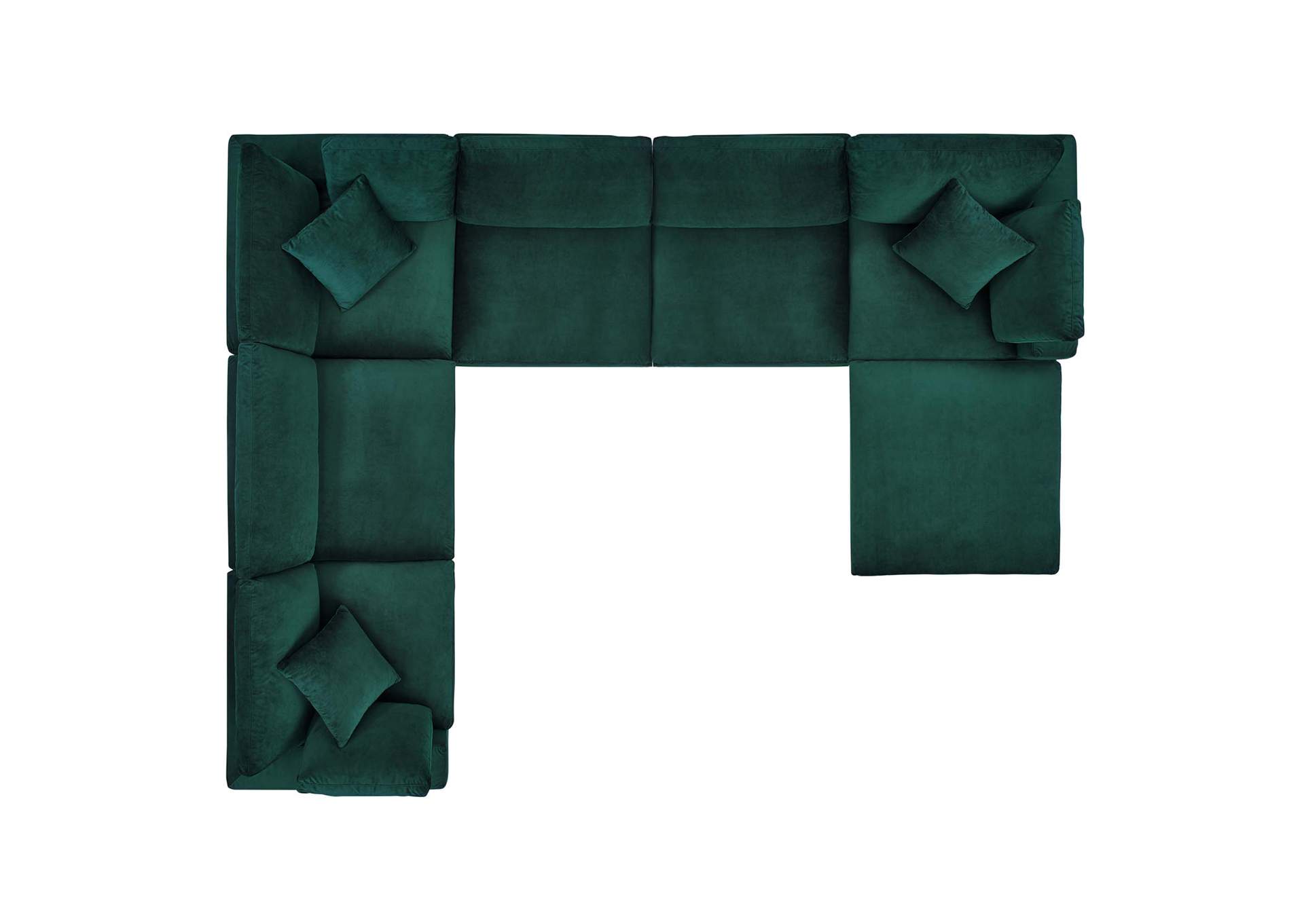 Green Commix Down Filled Overstuffed Performance Velvet 7-Piece Sectional Sofa,Modway