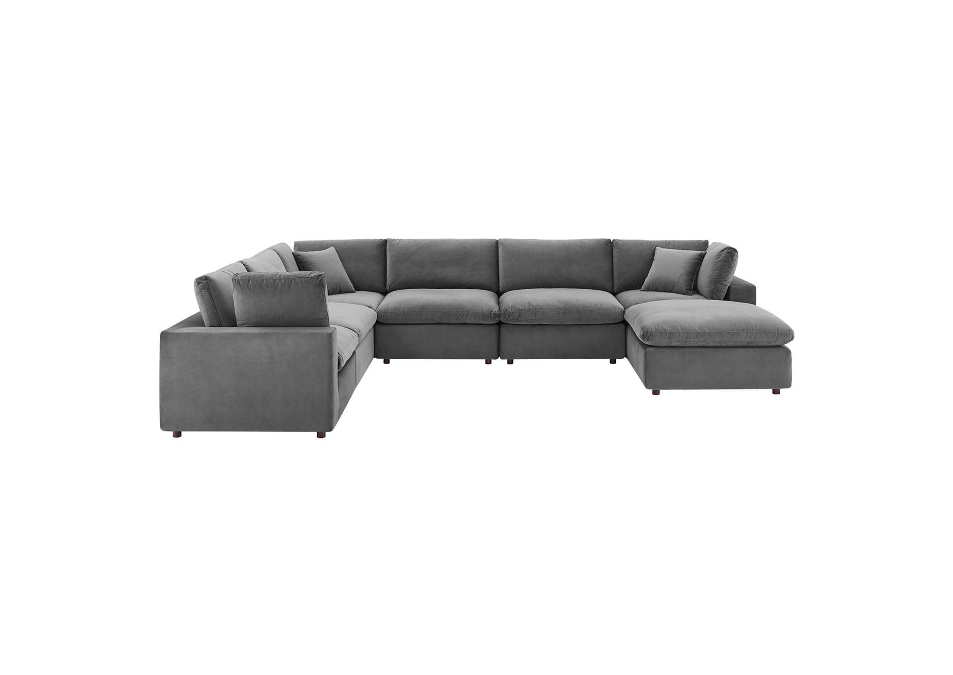 Gray Commix Down Filled Overstuffed Performance Velvet 7-Piece Sectional Sofa,Modway