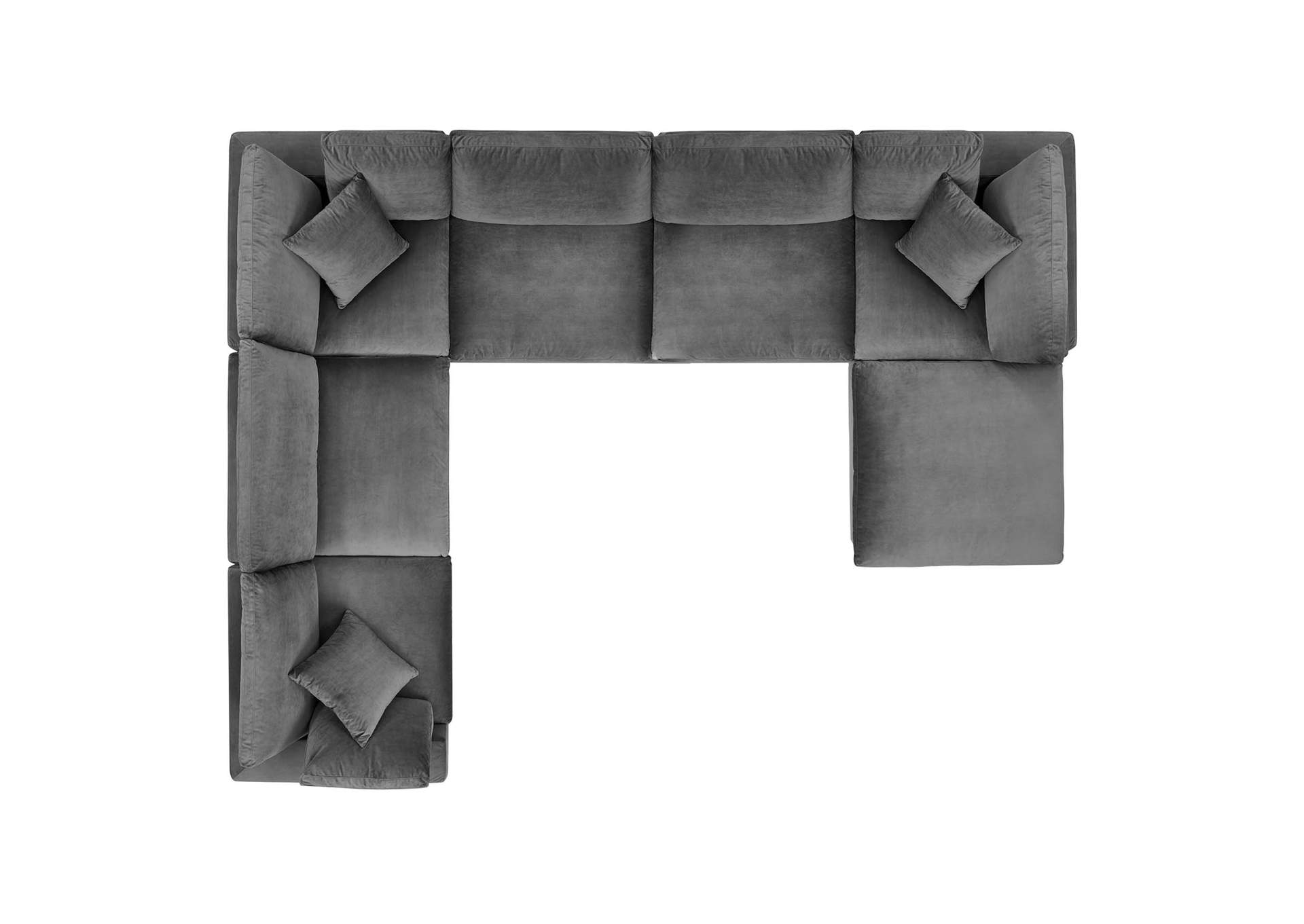 Gray Commix Down Filled Overstuffed Performance Velvet 7-Piece Sectional Sofa,Modway