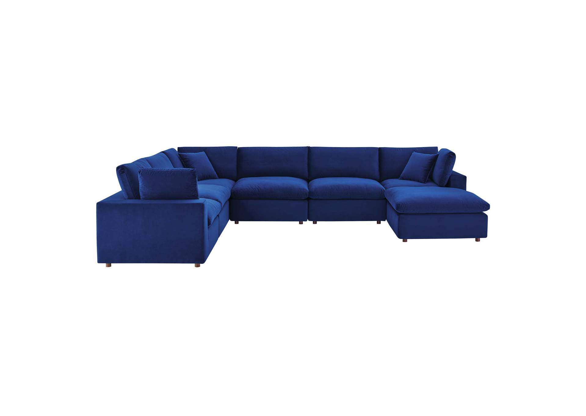 Navy Commix Down Filled Overstuffed Performance Velvet 7-Piece Sectional Sofa,Modway