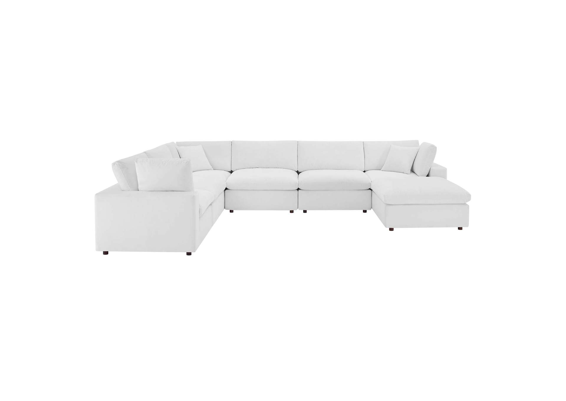 White Commix Down Filled Overstuffed Performance Velvet 7-Piece Sectional Sofa,Modway