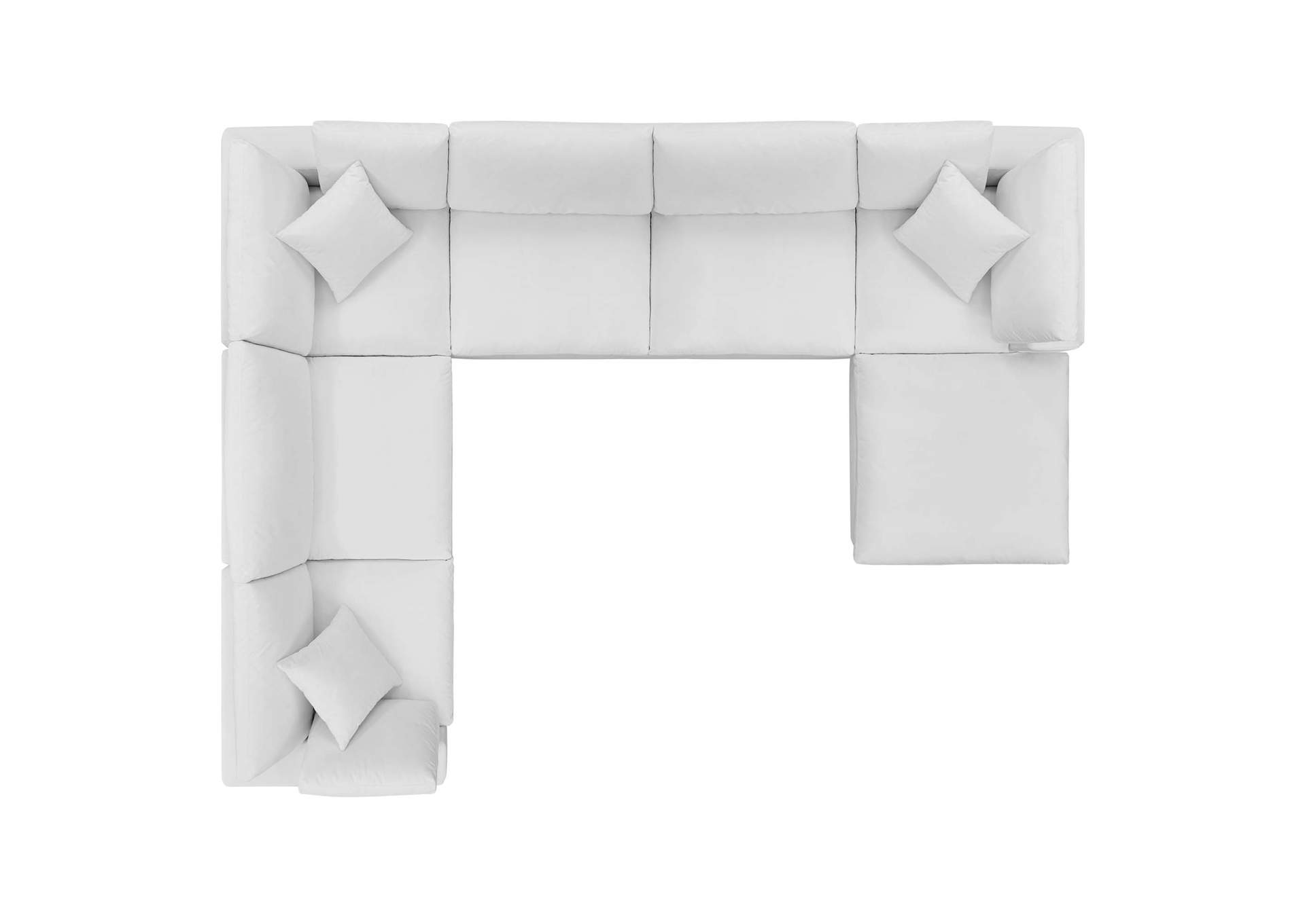 White Commix Down Filled Overstuffed Performance Velvet 7-Piece Sectional Sofa,Modway