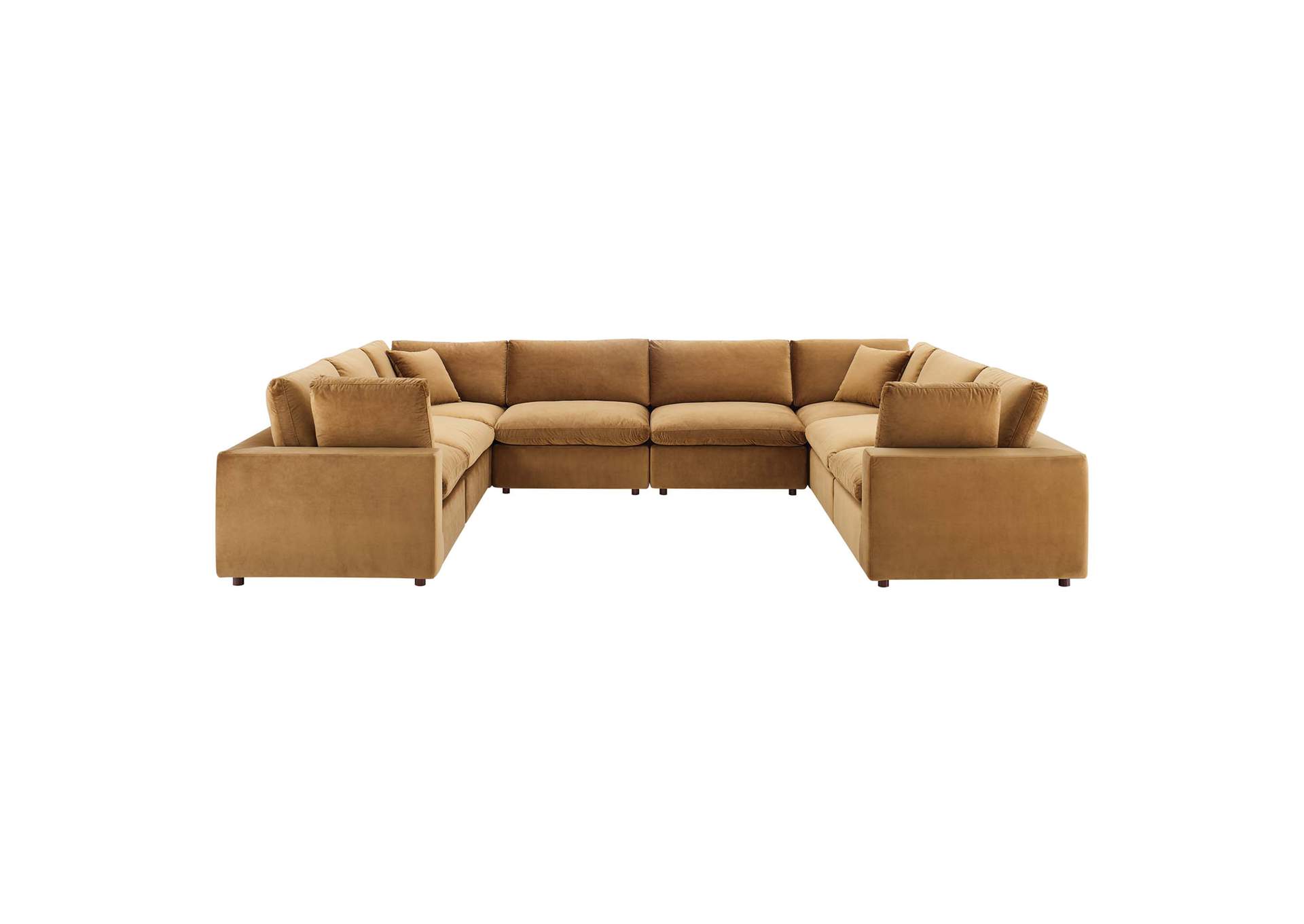 Cognac Commix Down Filled Overstuffed Performance Velvet 	8-Piece Sectional Sofa,Modway