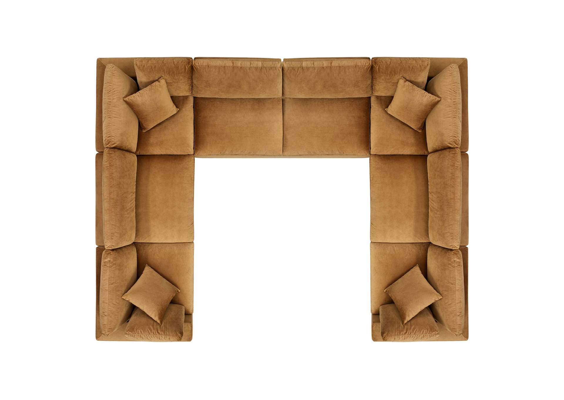 Cognac Commix Down Filled Overstuffed Performance Velvet 	8-Piece Sectional Sofa,Modway